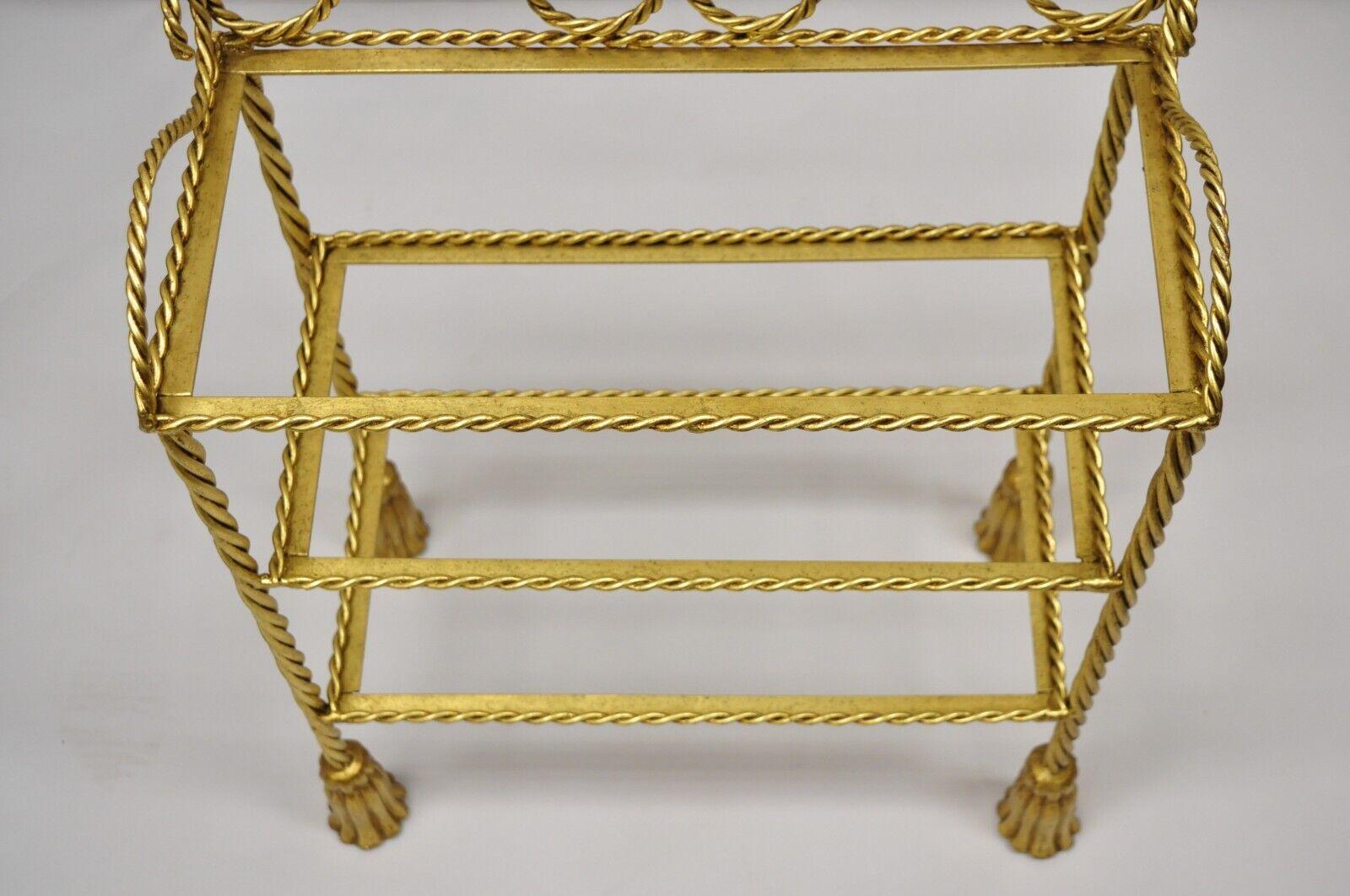 Italian Hollywood Regency Gold Gilt Iron 3 Tier Shelf Small Display Stand 'A' For Sale 3