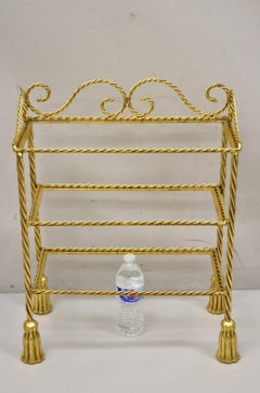 Italian Hollywood Regency Gold Gilt Iron 3 Tier Shelf Small Display Stand 'B'