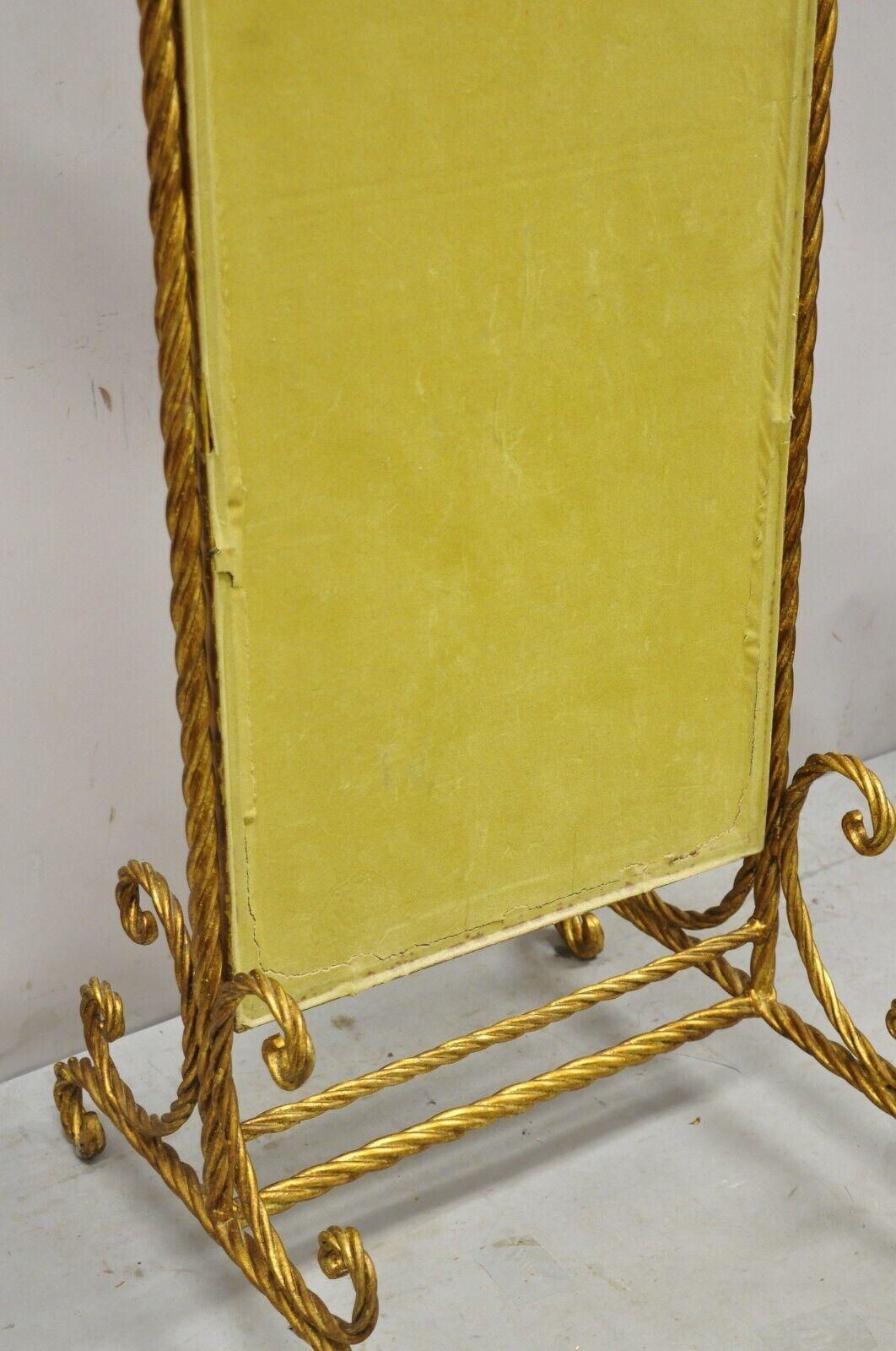 Italian Hollywood Regency Gold Gilt Iron Rope Cheval Standing Floor Mirror 6