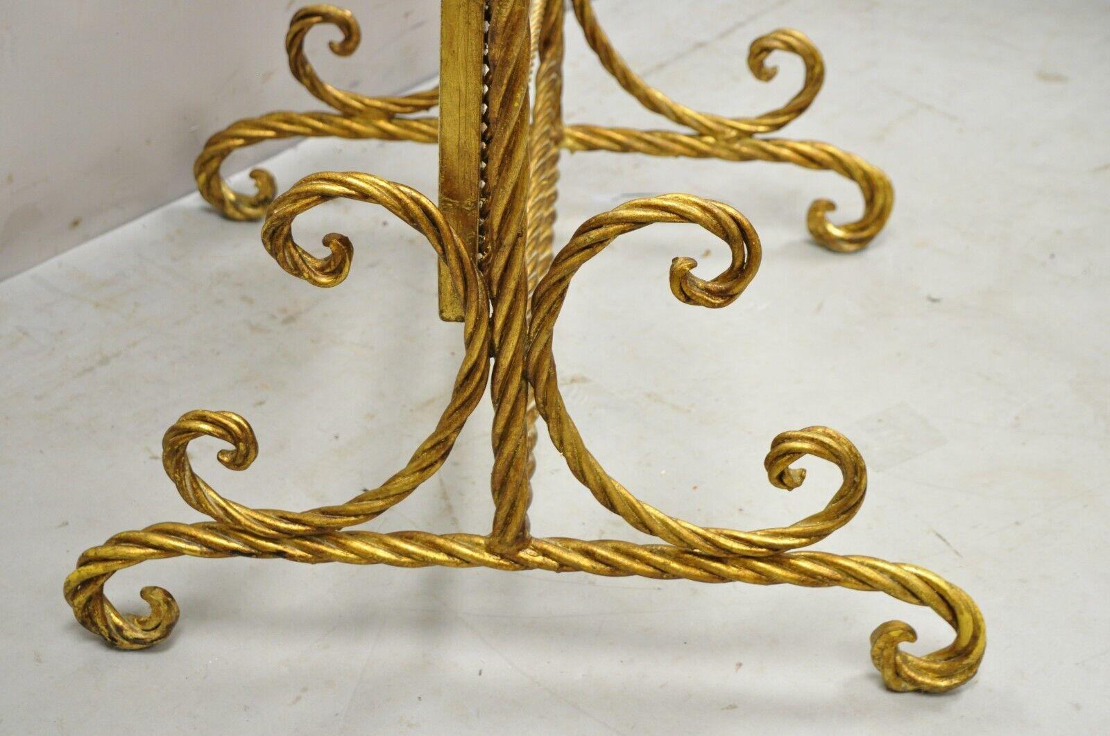 Italian Hollywood Regency Gold Gilt Iron Rope Cheval Standing Floor Mirror 4