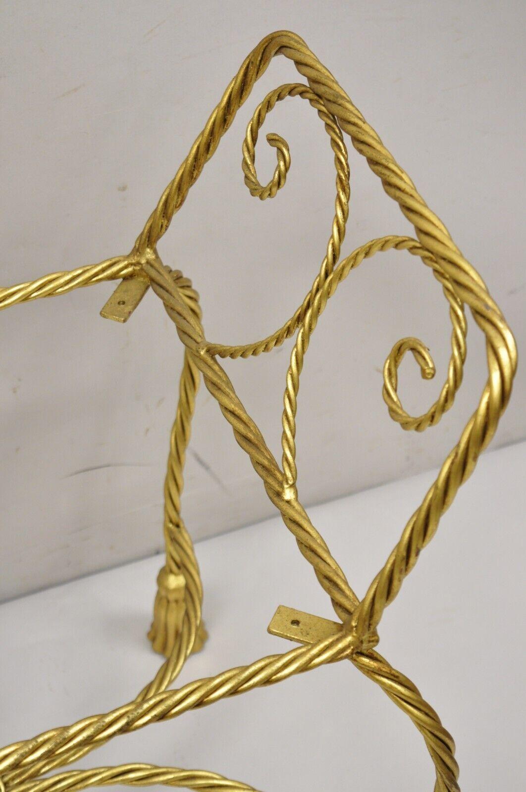 Italienische Hollywood Regency Gold vergoldet Eisen Seil Quaste Form Vanity Bench Stuhl im Angebot 3