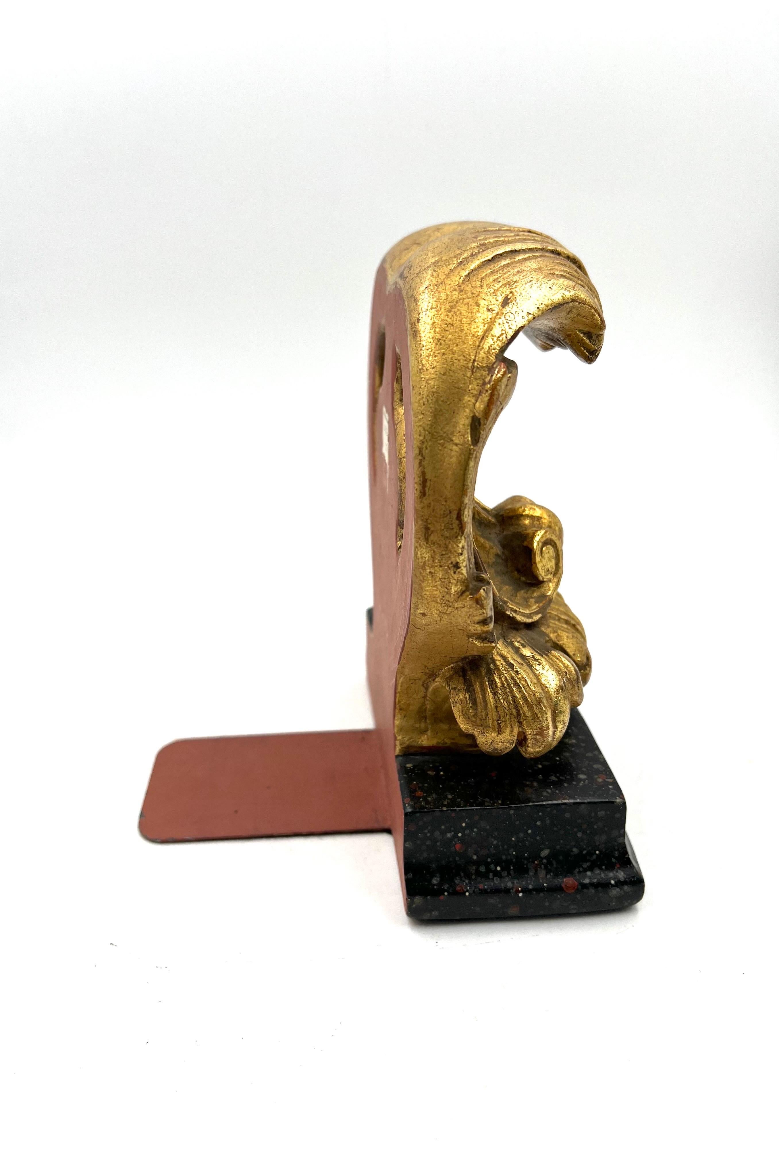 20th Century Italian Hollywood Regency Gold Guild Single Bookend by Borghese