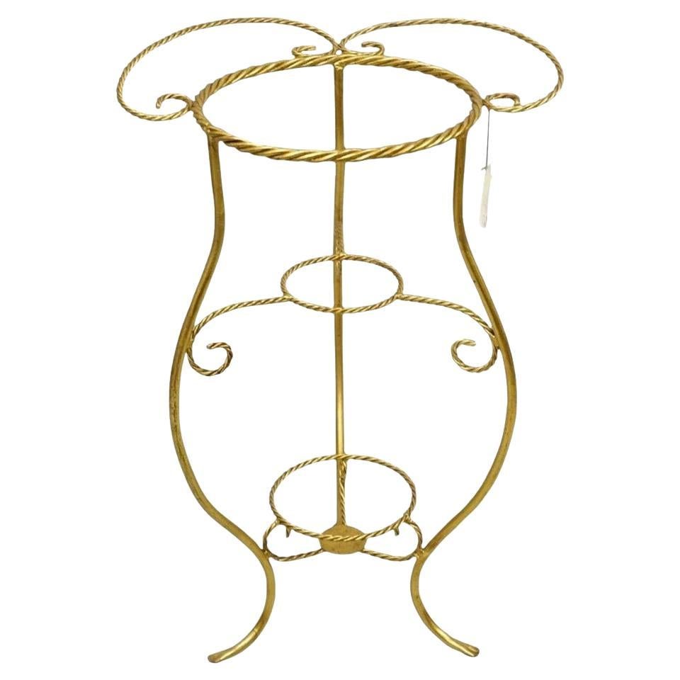Italian Hollywood Regency Gold Iron Rope 3 Tier Bath Washstand Plant Stand Table For Sale