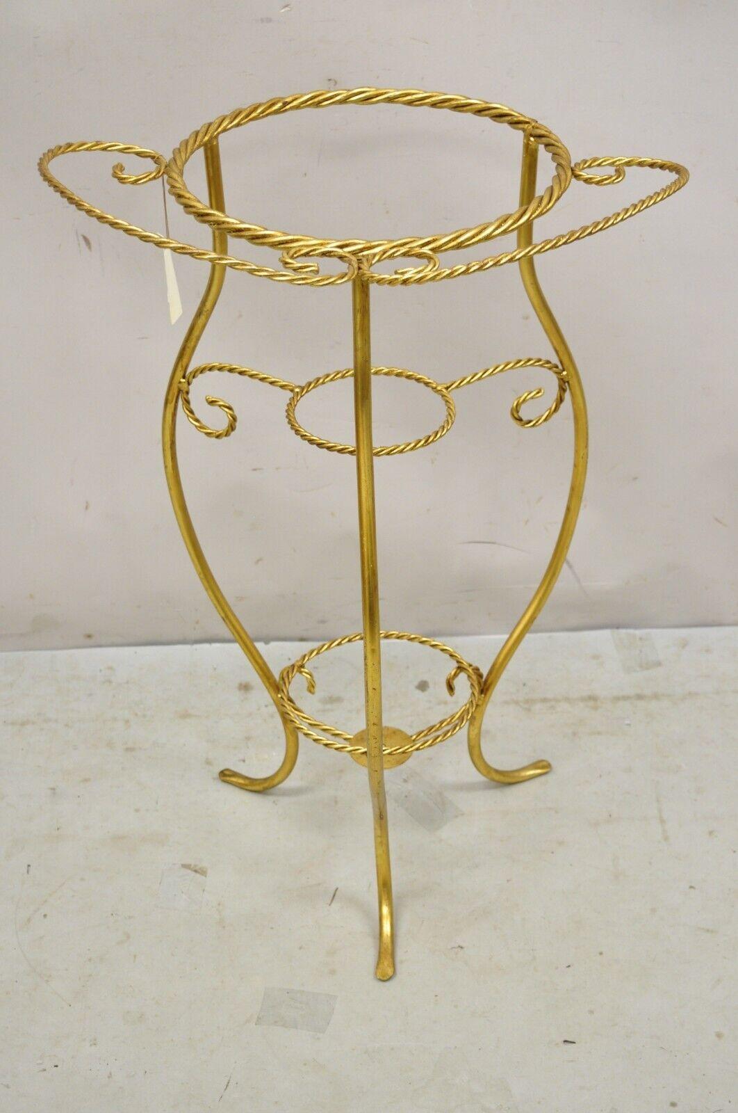 Italian Hollywood Regency Gold Iron Rope Form 2 Tier Bath Washstand Plant Stand For Sale 7