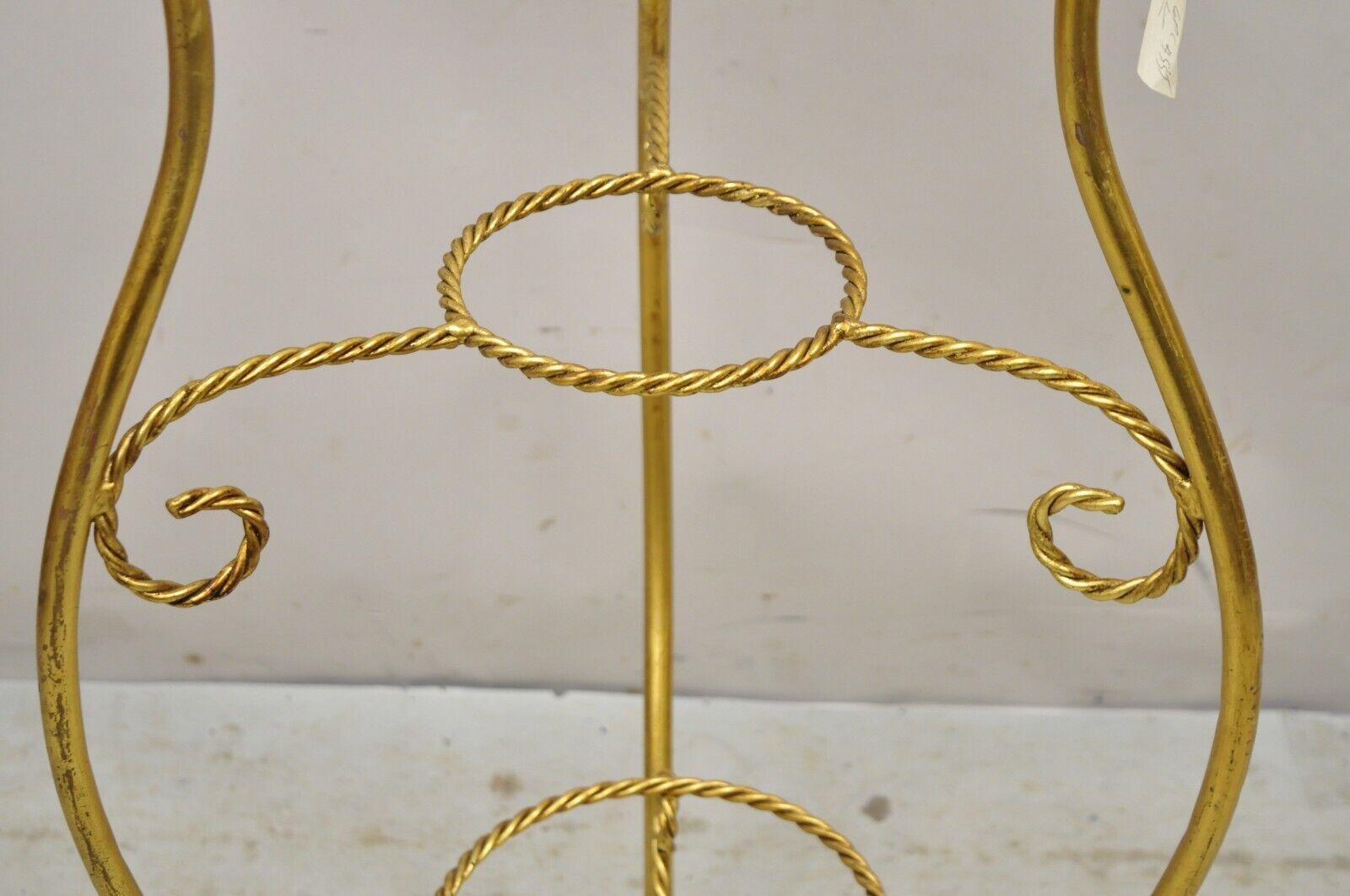 Italienisch Hollywood Regency Gold Eisen Seil Form 2 Tier Bad Waschtisch Plant Stand im Angebot 2