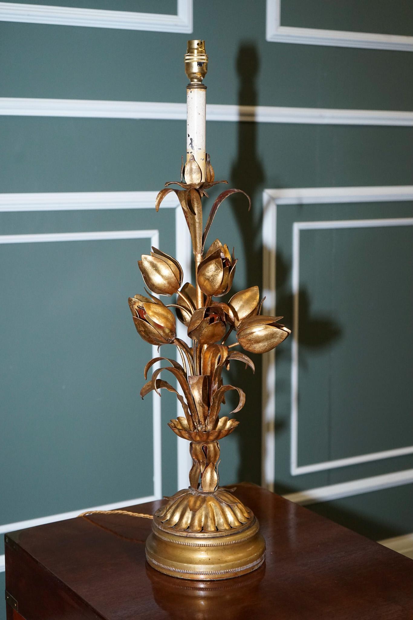 vintage hollywood regency lotus lamp