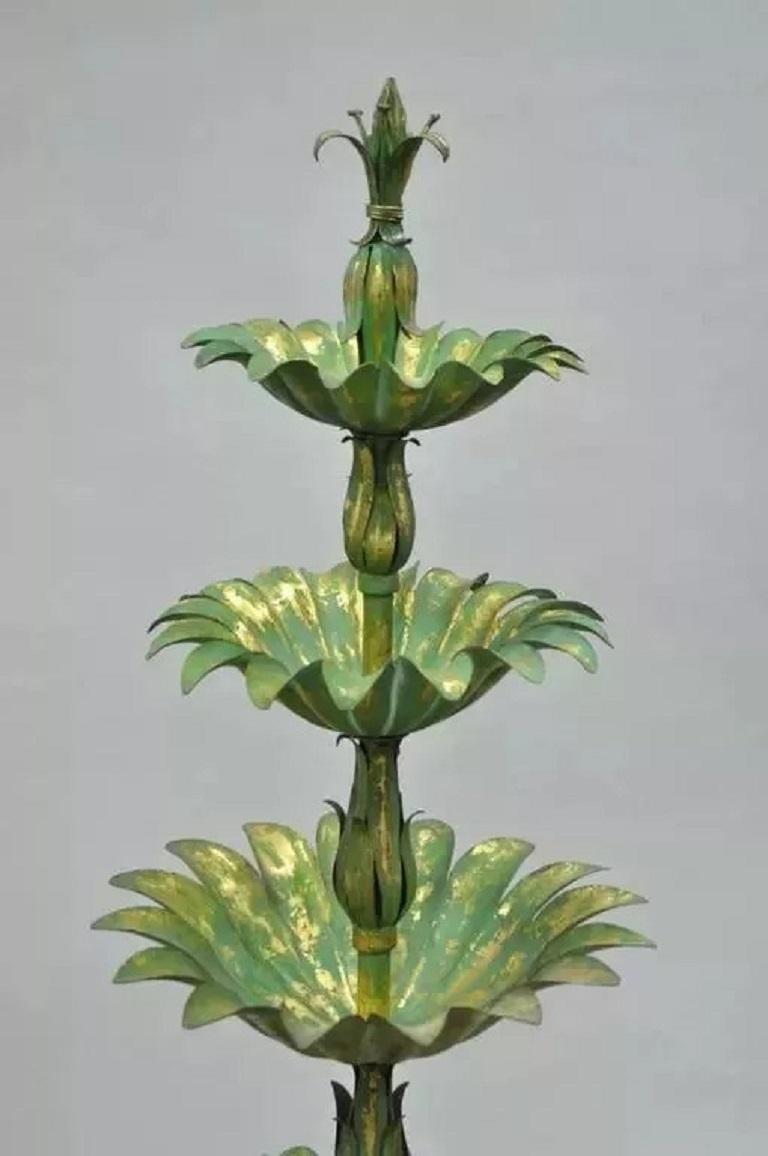 Vintage Italian Hollywood Regency Green & Gold Tole Metal Palm Leaf 60