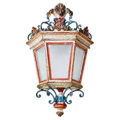 Italian Hollywood Regency Hand-Carved Lantern Wall Light, 1980s NOS