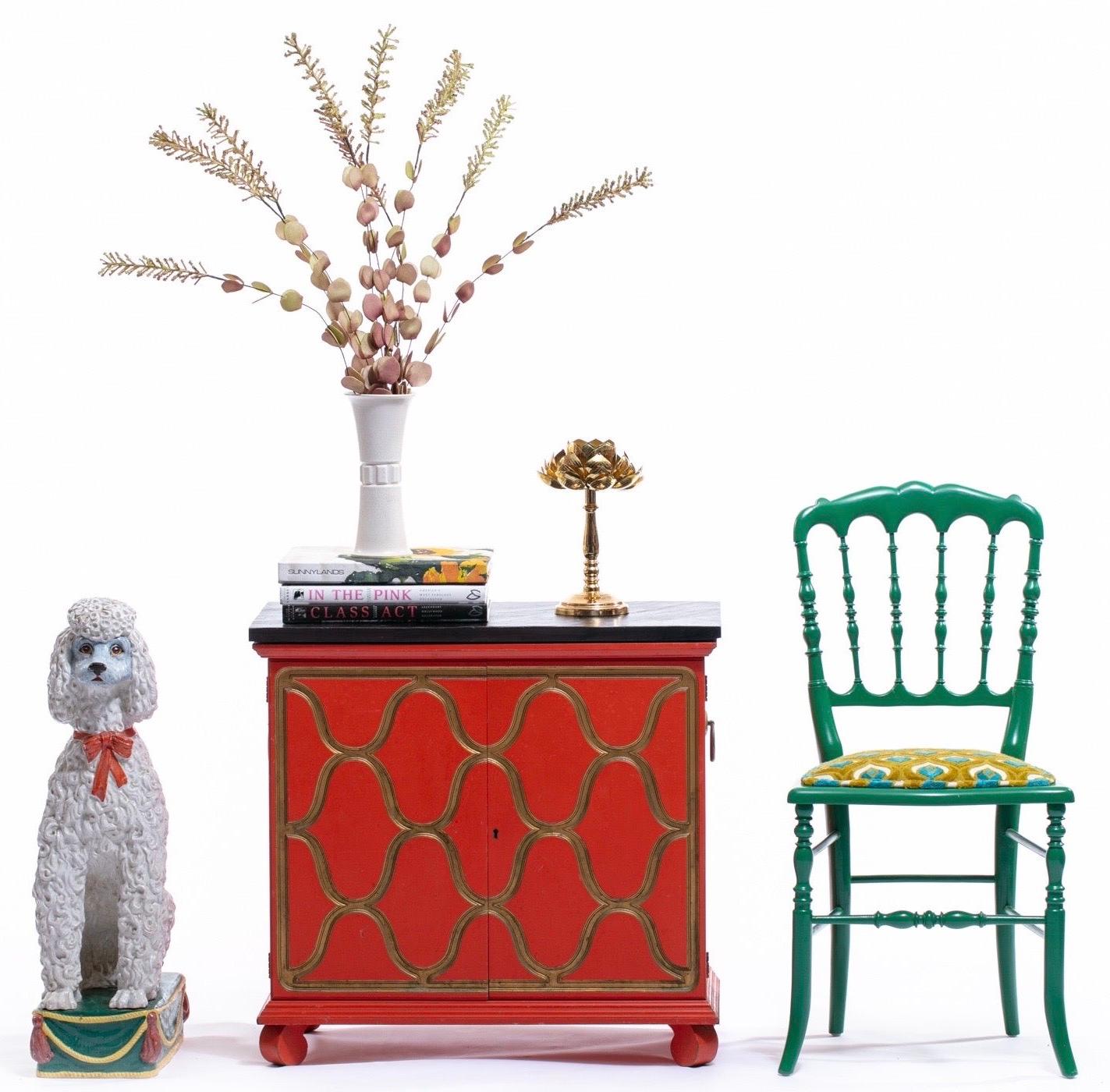 Hand-Painted Italian Hollywood Regency Hand Painted Ceramic Poodle, circa 1960