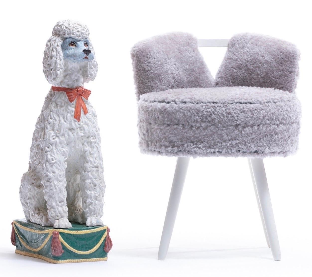 Italian Hollywood Regency Hand Painted Ceramic Poodle, circa 1960 In Good Condition In Saint Louis, MO