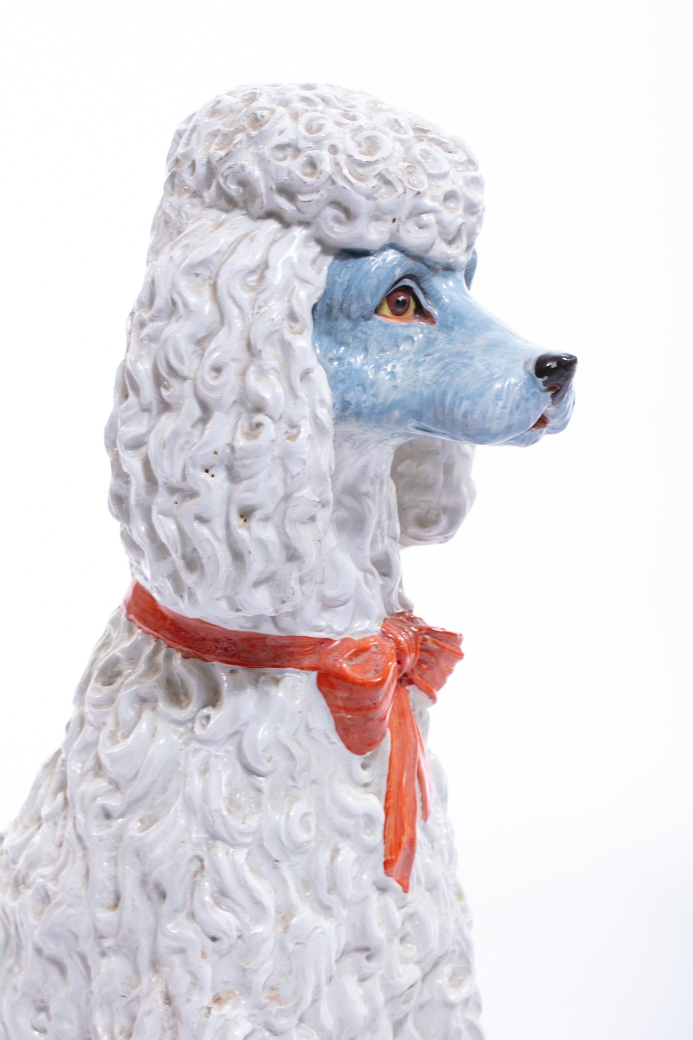 Italian Hollywood Regency Hand Painted Ceramic Poodle, circa 1960 2