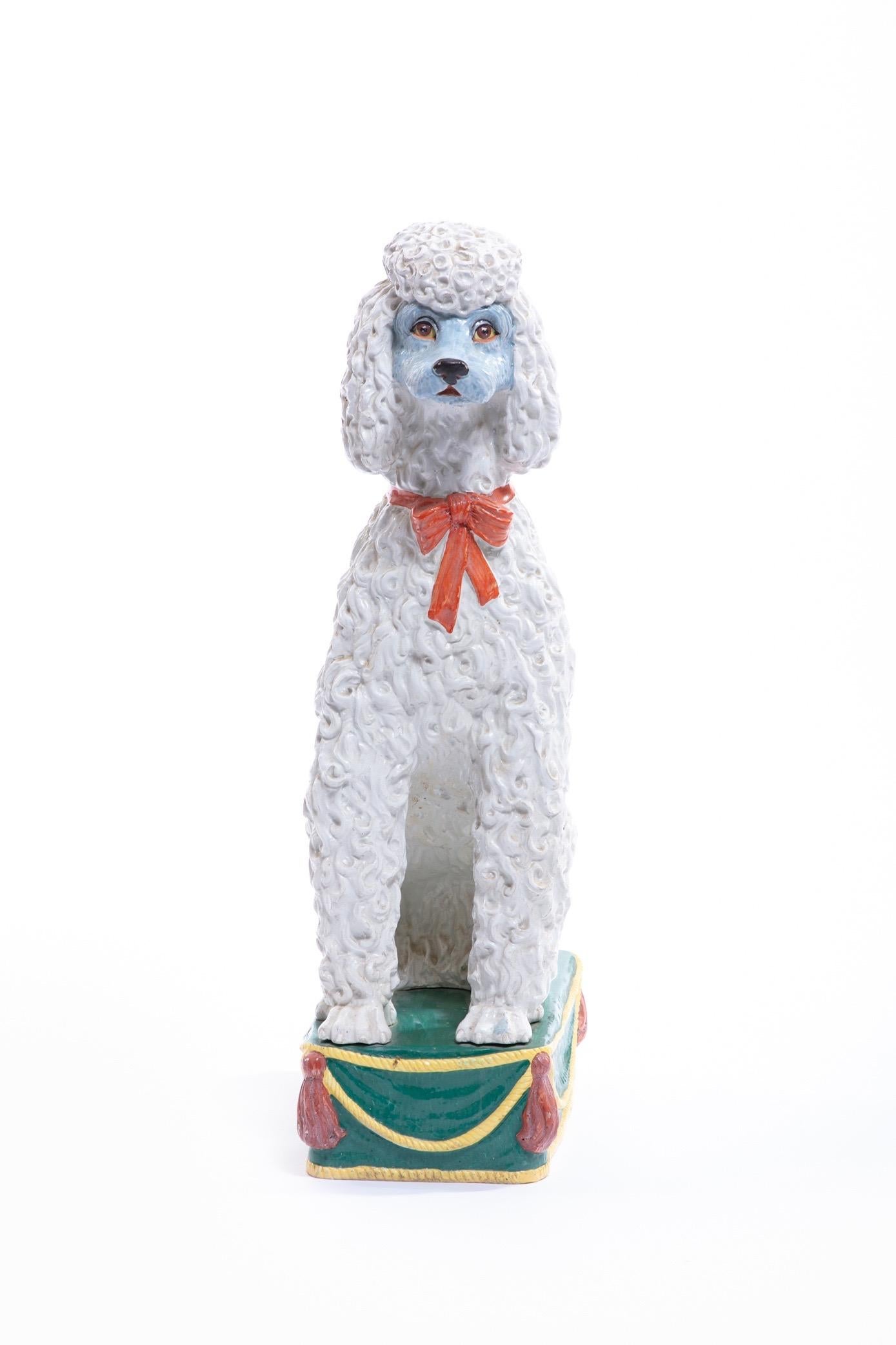 Italian Hollywood Regency Hand Painted Ceramic Poodle, circa 1960 3