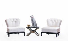 Italian Hollywood Regency Hand Painted Ceramic White Snow Leopard, circa 1960