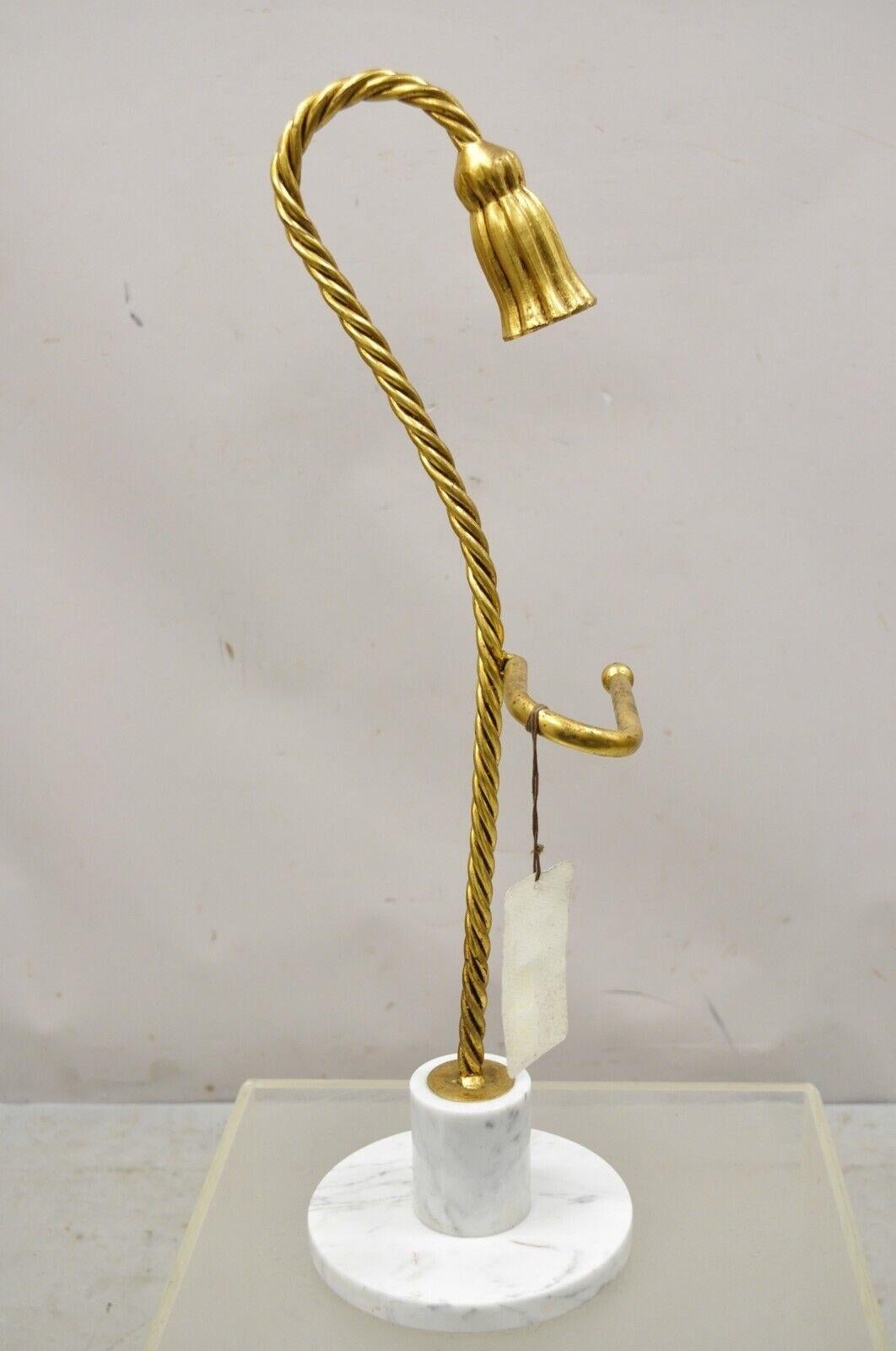 Italian Hollywood Regency Iron Rope and Tassel Marble Base Toilet Paper Holder 6