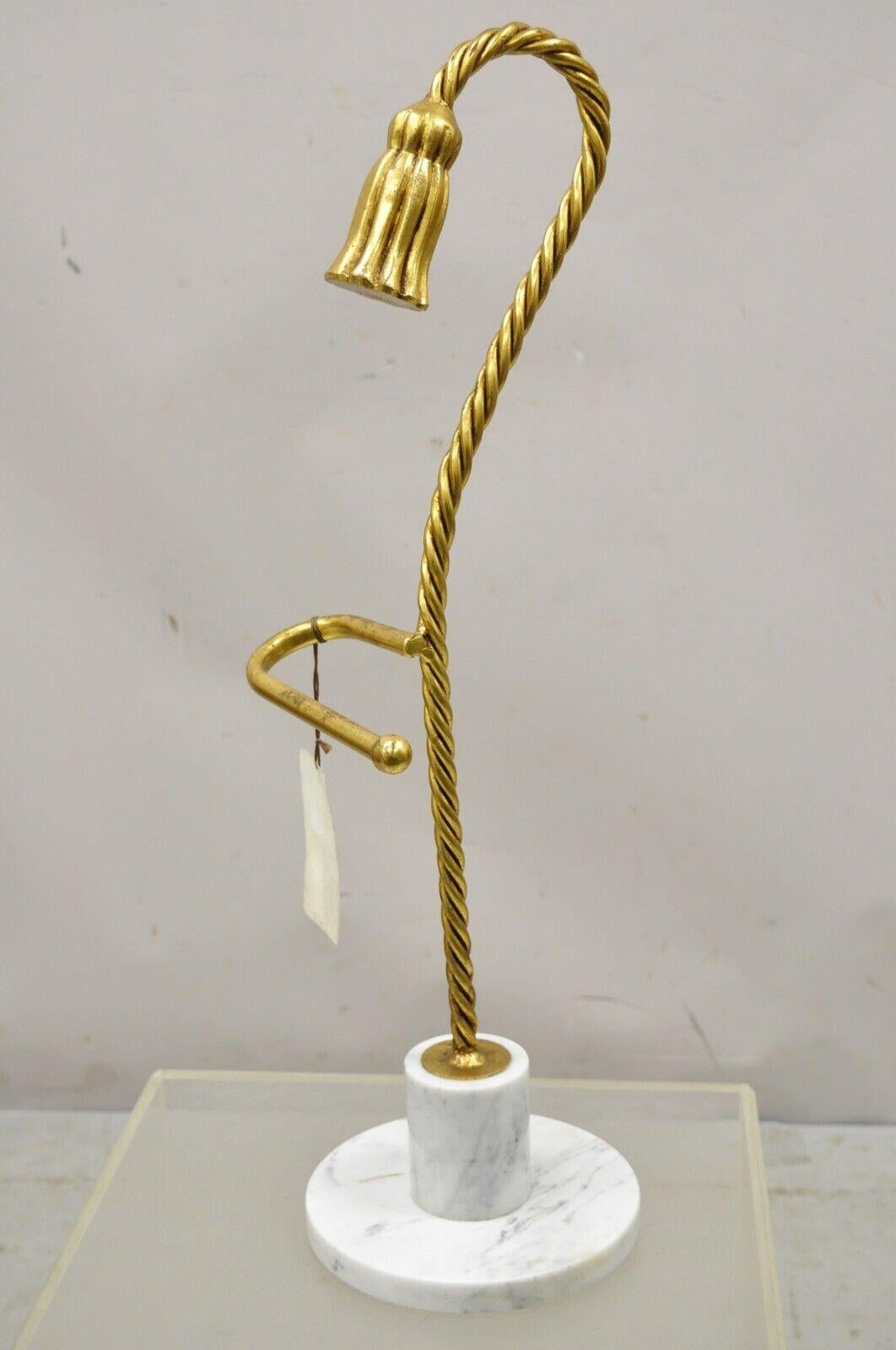 20th Century Italian Hollywood Regency Iron Rope and Tassel Marble Base Toilet Paper Holder