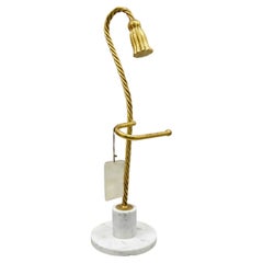 Italian Hollywood Regency Iron Rope and Tassel Marble Base Toilet Paper Holder