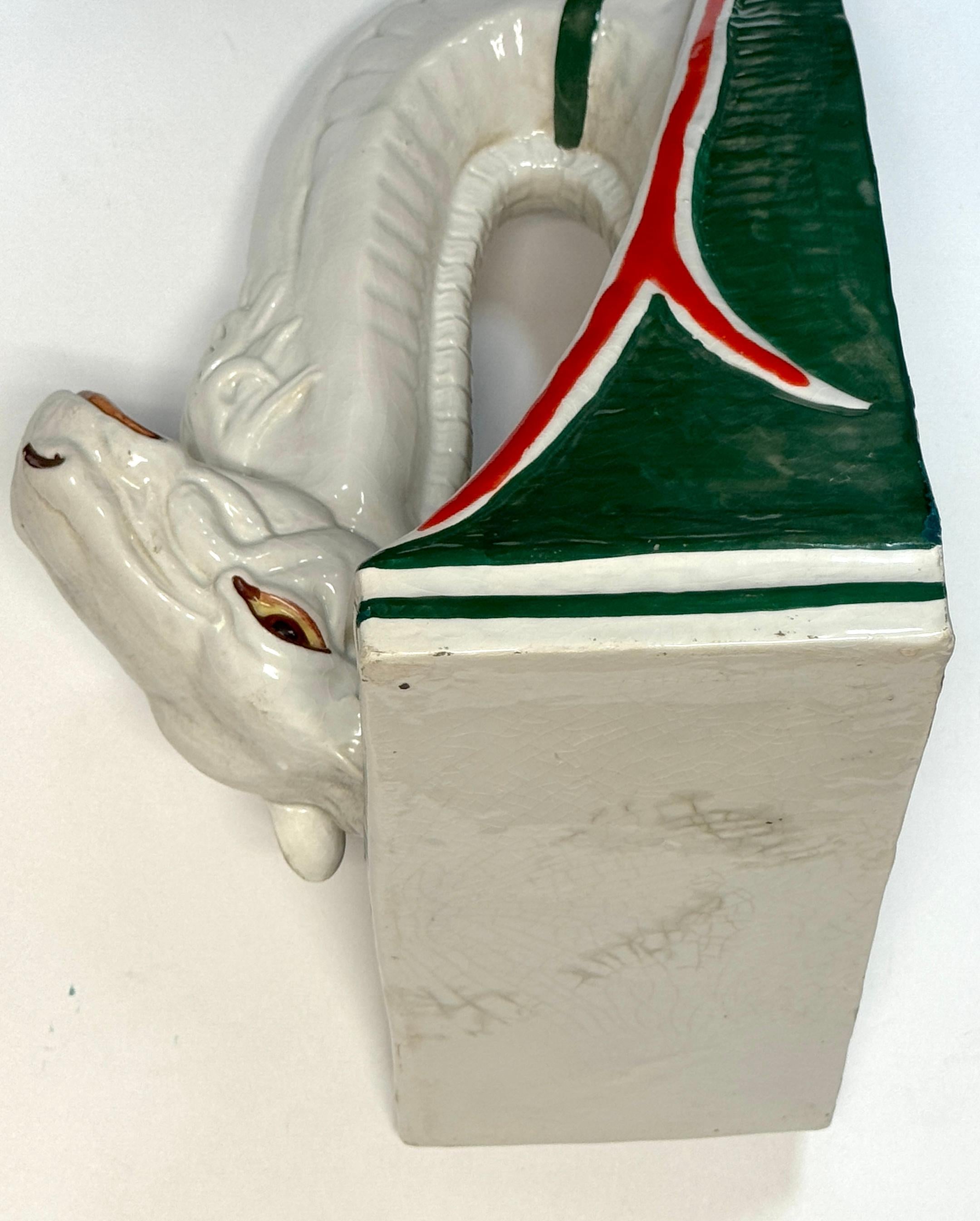 Italian Hollywood Regency Majolica Camel Head Wall Bracket / Shelf. Circa 1970s For Sale 6