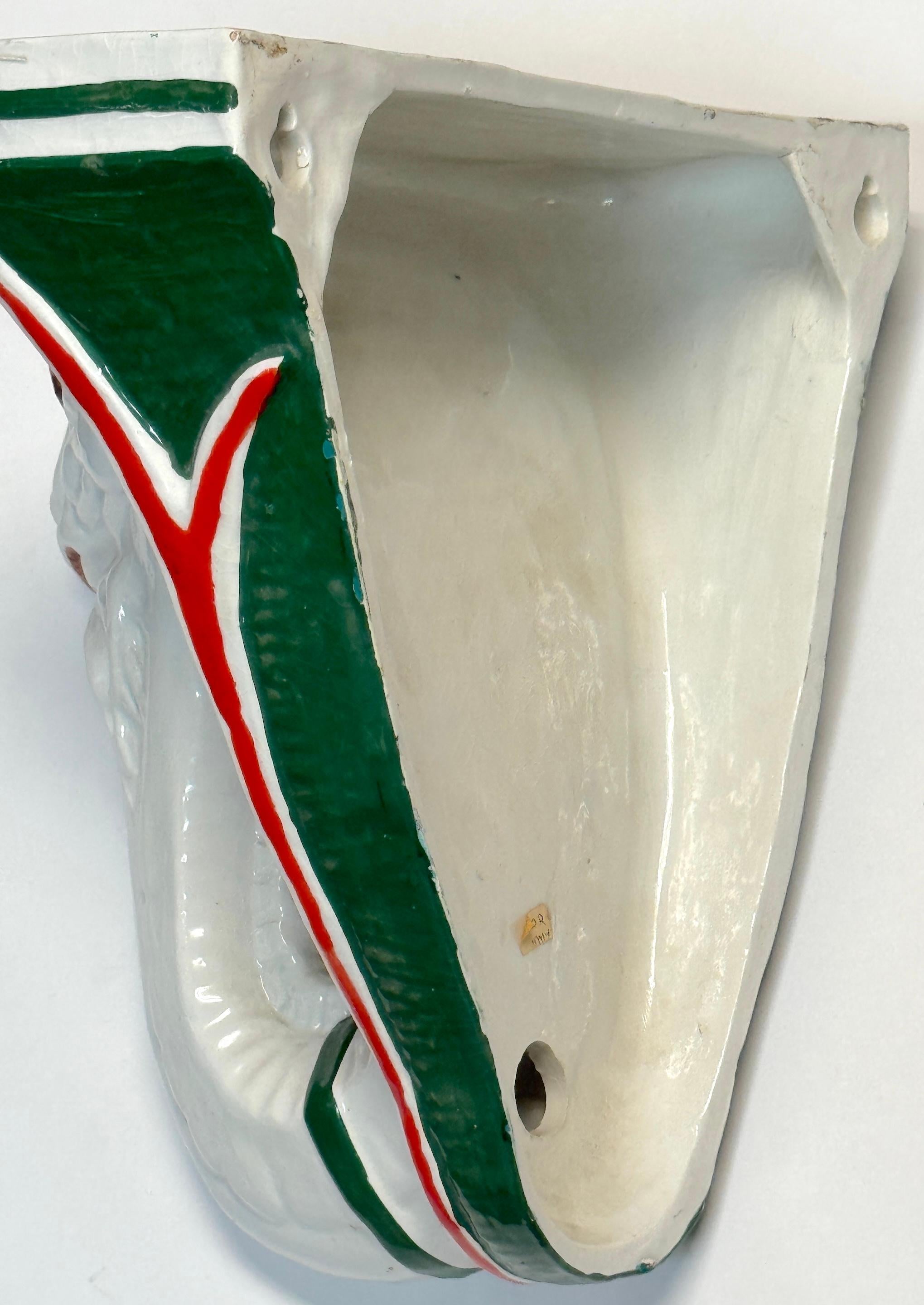 Italian Hollywood Regency Majolica Camel Head Wall Bracket / Shelf. Circa 1970s For Sale 8