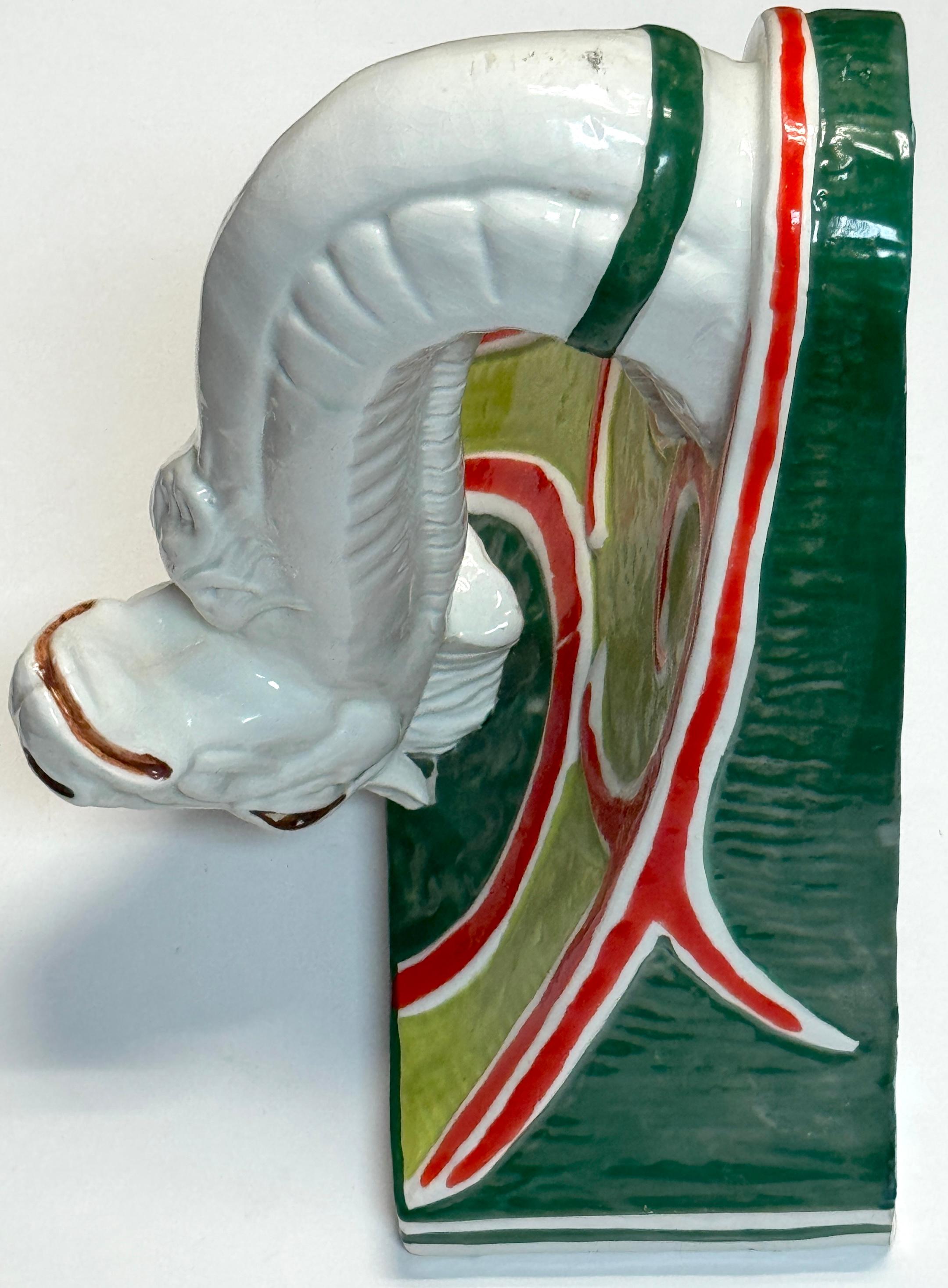 Italian Hollywood Regency Majolica Camel Head Wall Bracket / Shelf. Circa 1970s For Sale 2