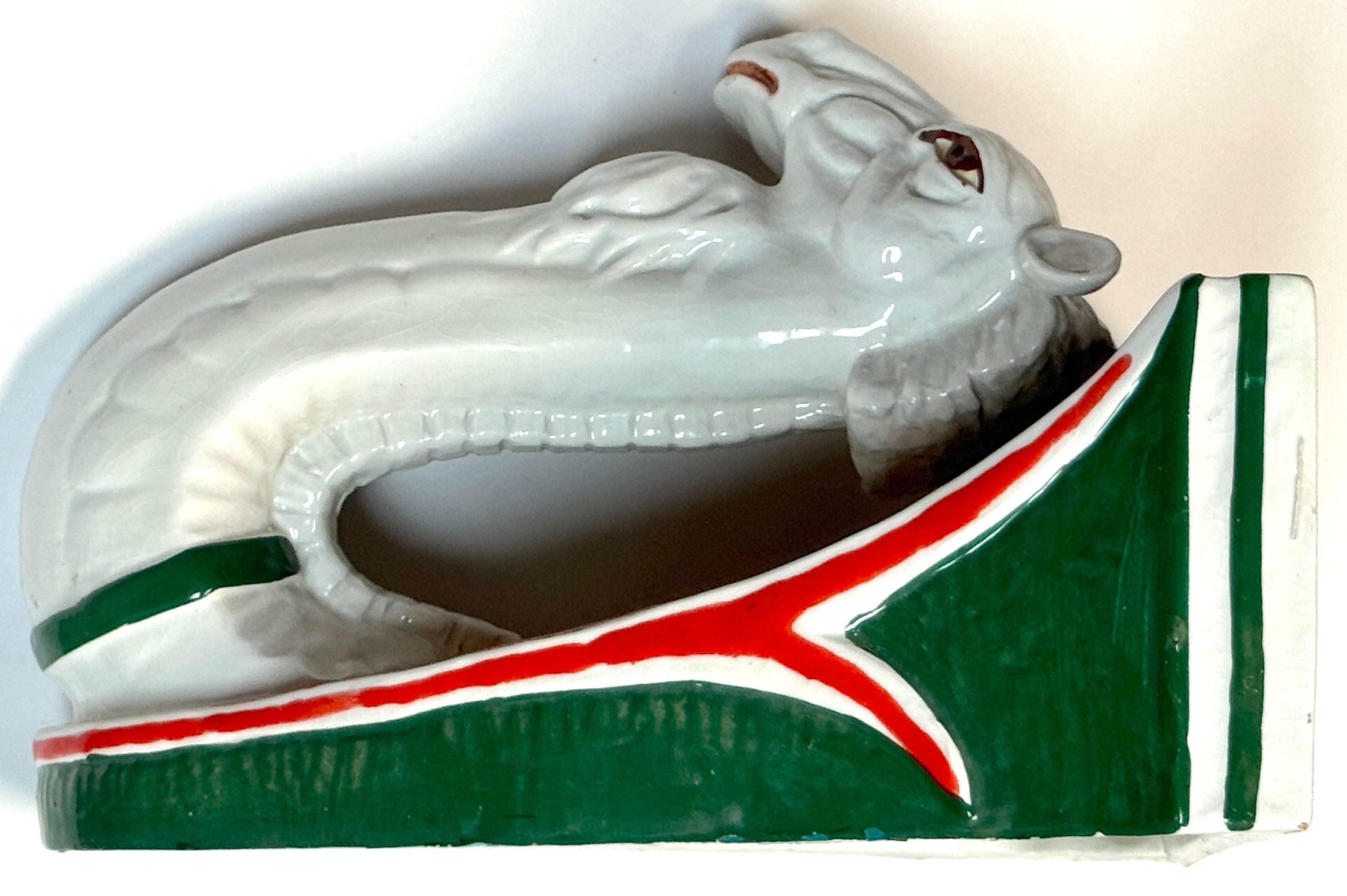 Italian Hollywood Regency Majolica Camel Head Wall Bracket / Shelf. Circa 1970s For Sale 3