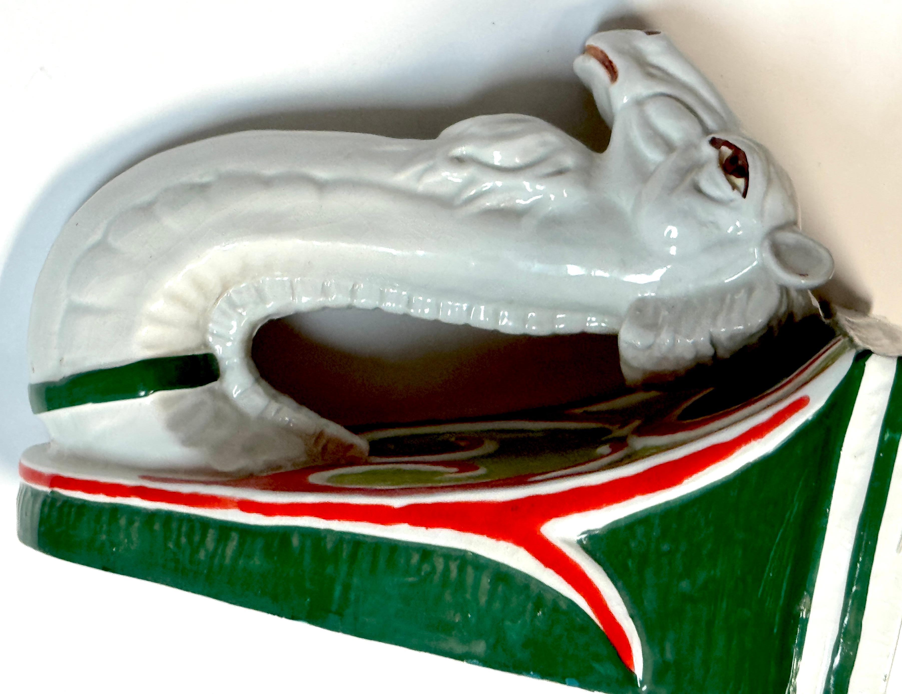 Italian Hollywood Regency Majolica Camel Head Wall Bracket / Shelf. Circa 1970s For Sale 4