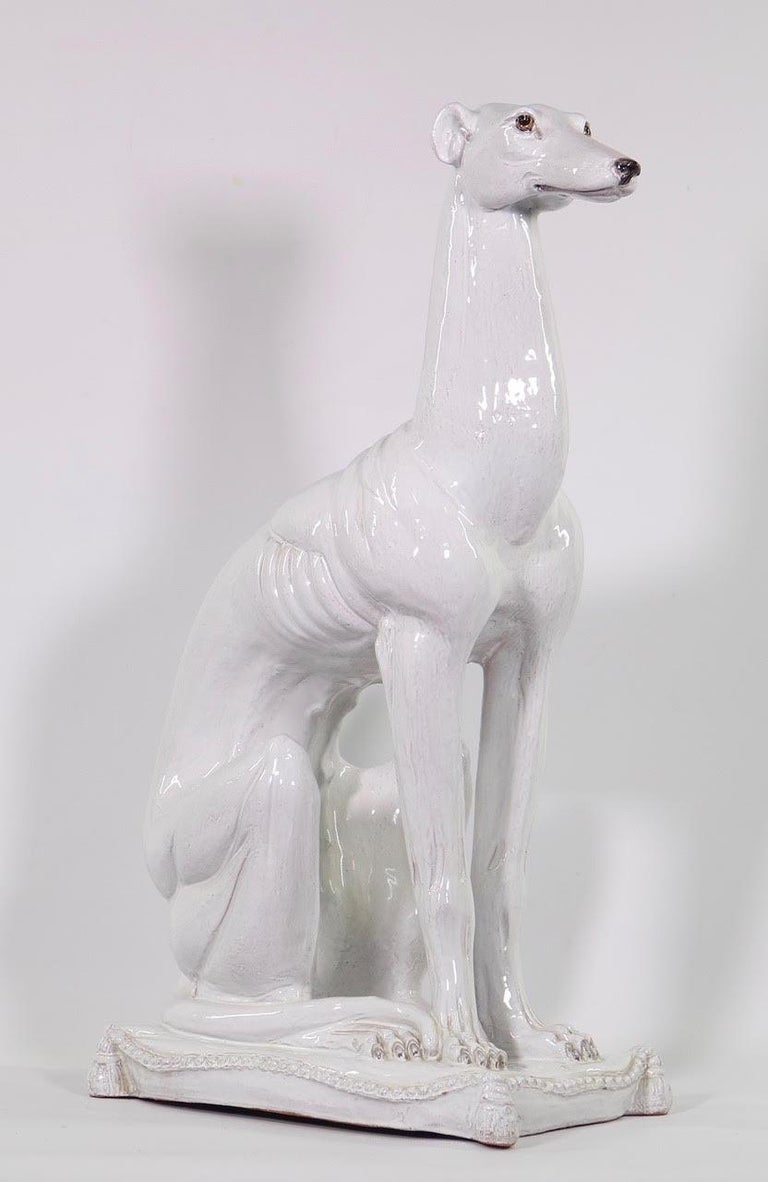 silver whippet statue