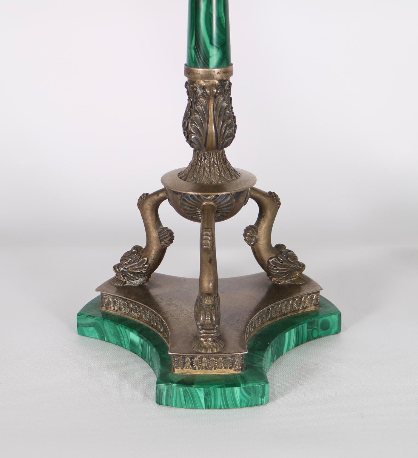 Italian Hollywood Regency Malachite Candelabras 1