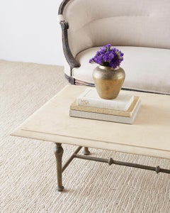 Italian Hollywood Regency Marble-Top Brass Cocktail Table