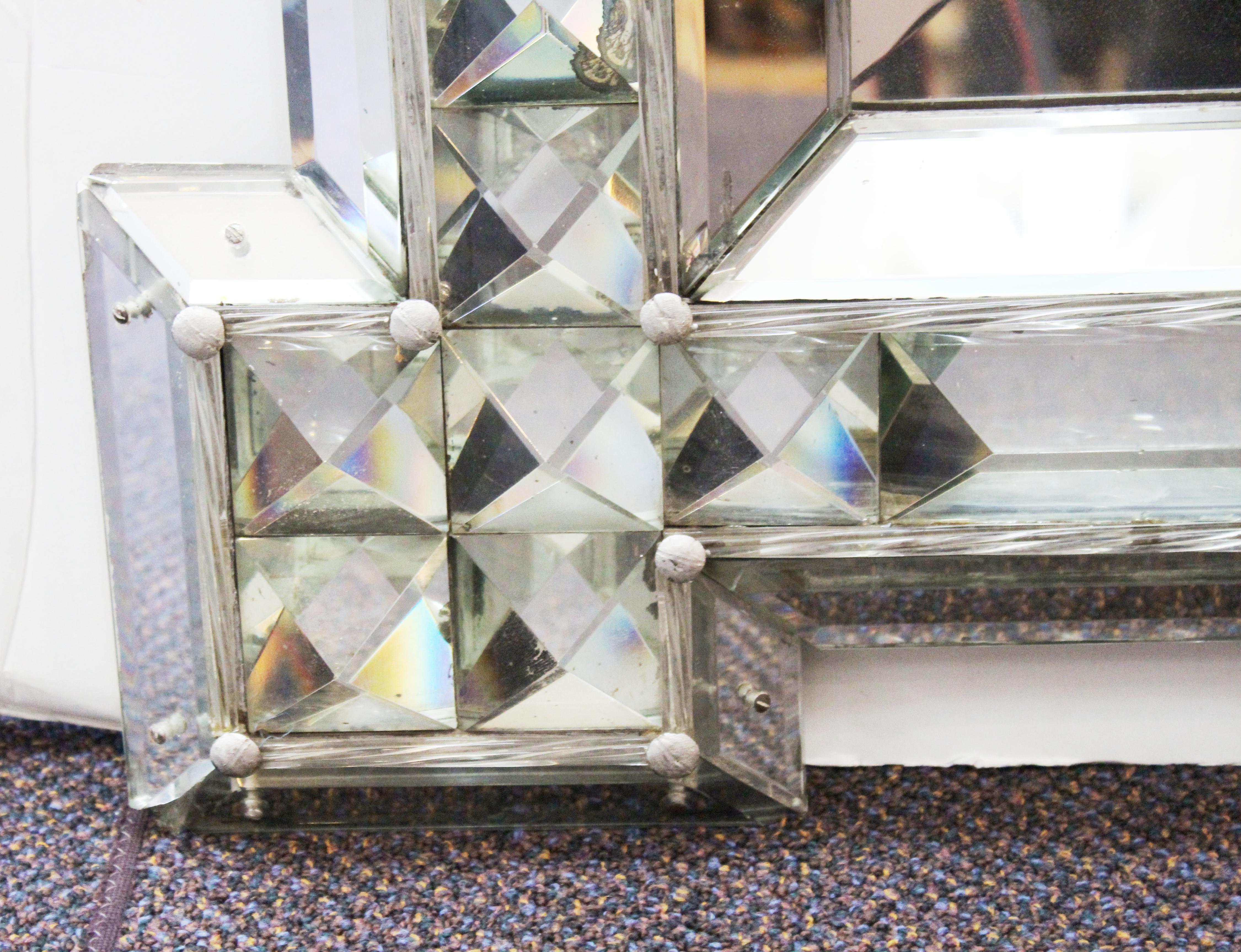 Italian Hollywood Regency Mirror with Glass Prism Border 7