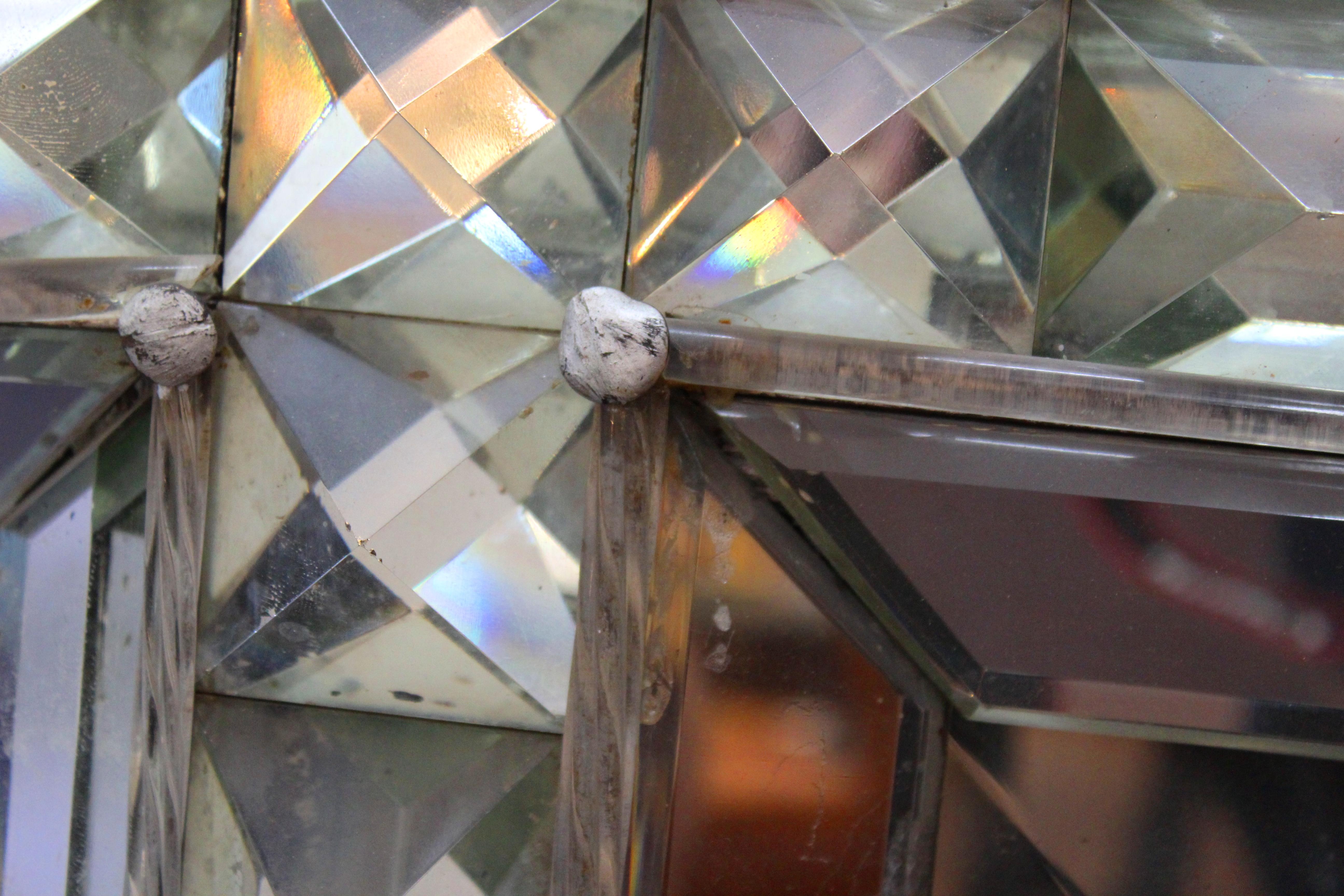 Italian Hollywood Regency Mirror with Glass Prism Border 8