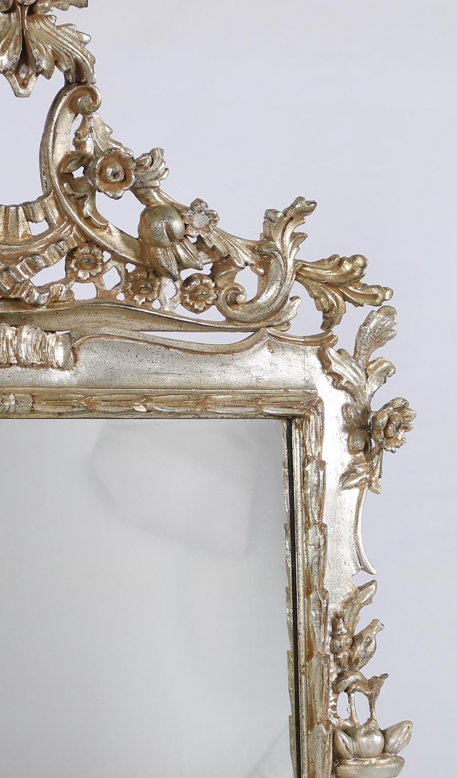 Italian Hollywood Regency Mirror with Silver Leaf Finish In Excellent Condition In New York, NY