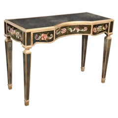 Italian Hollywood Regency Mirrored Paint Decorated Églomisé Ladies Vanity