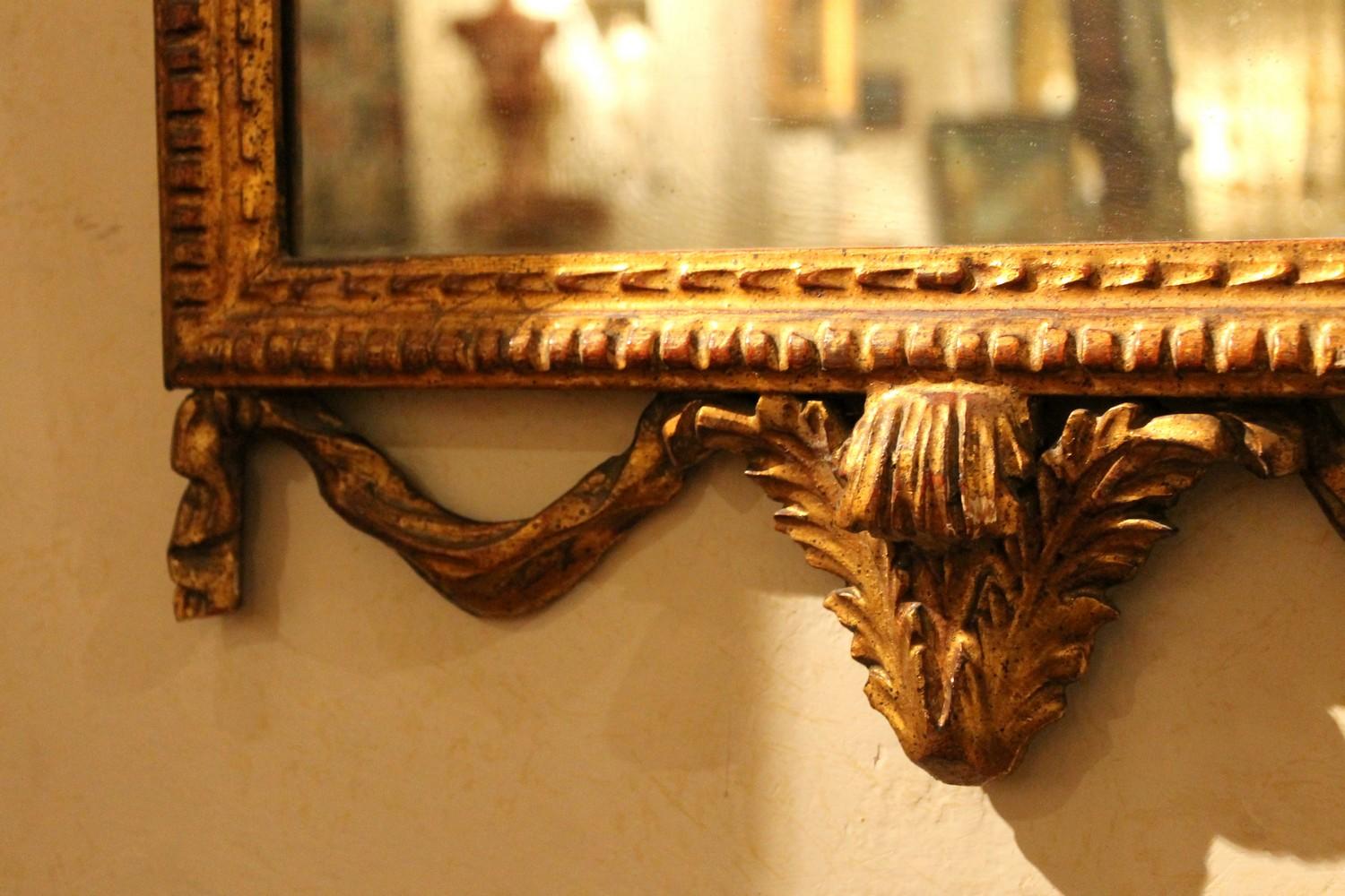 Italian Hollywood Regency Neoclassical Style Carved Giltwood Rectangular Mirror 4