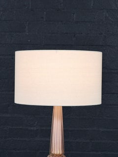Italian Hollywood Regency Pink Murano Glass Table Lamp w/ Gold Flecks
