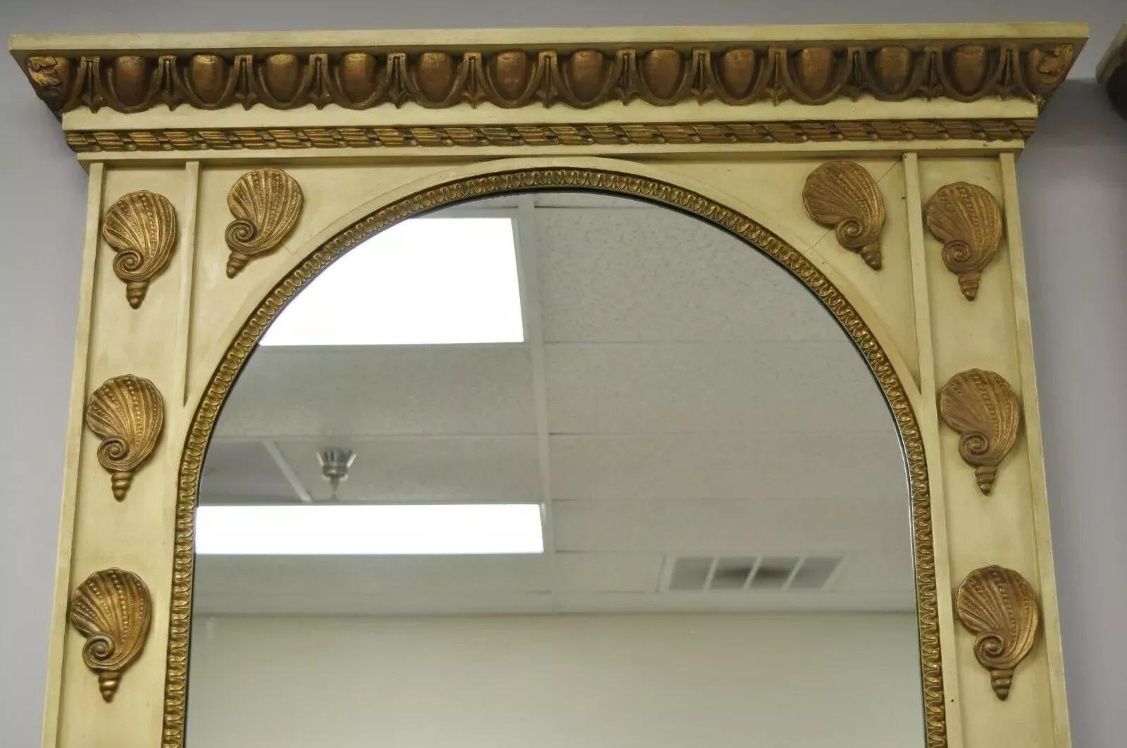 Italian Hollywood Regency Shell Form Grotto Console Hall Table & Mirror - a Pair In Good Condition For Sale In Philadelphia, PA