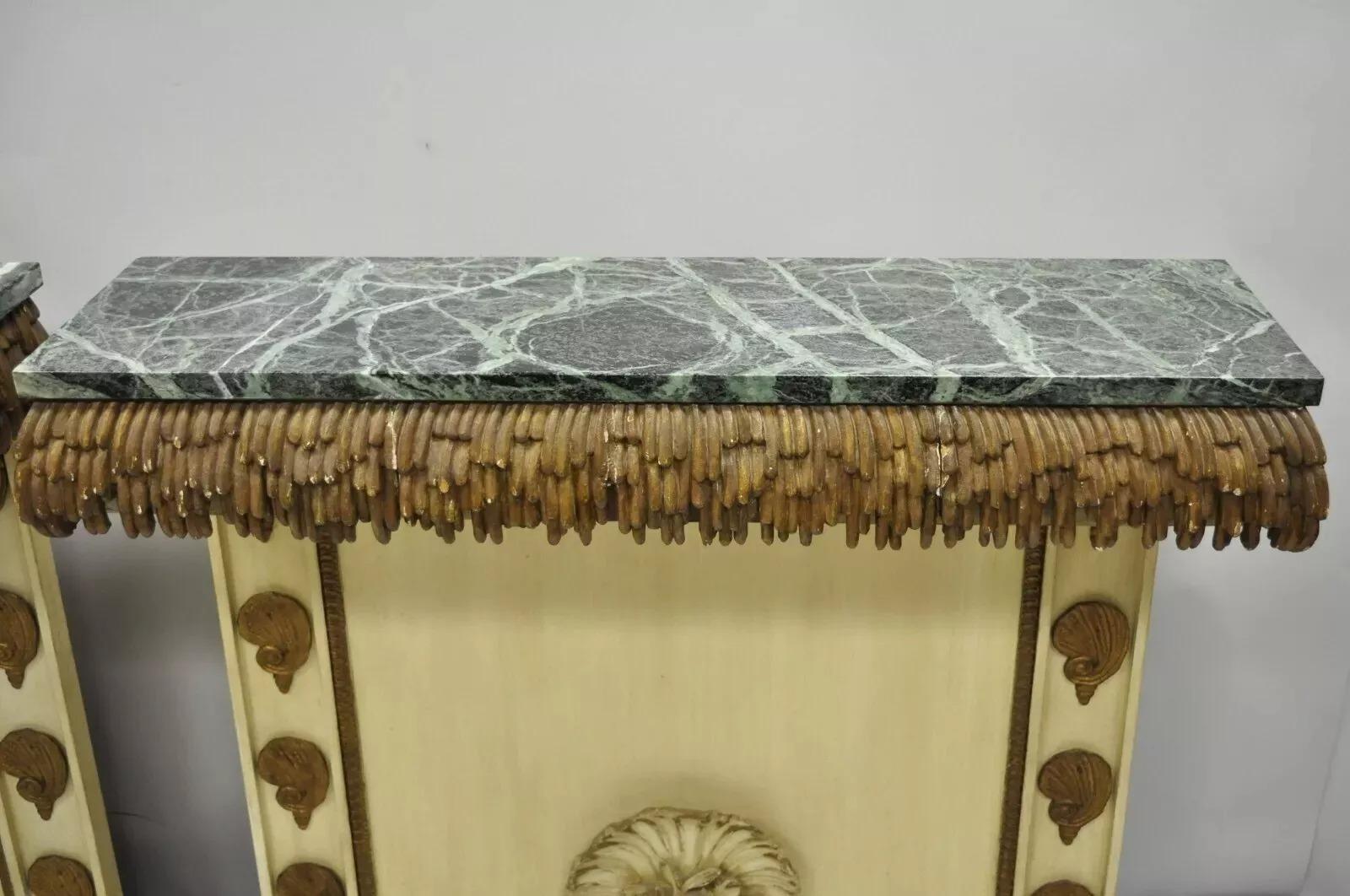 20th Century Italian Hollywood Regency Shell Form Grotto Console Hall Table & Mirror - a Pair For Sale