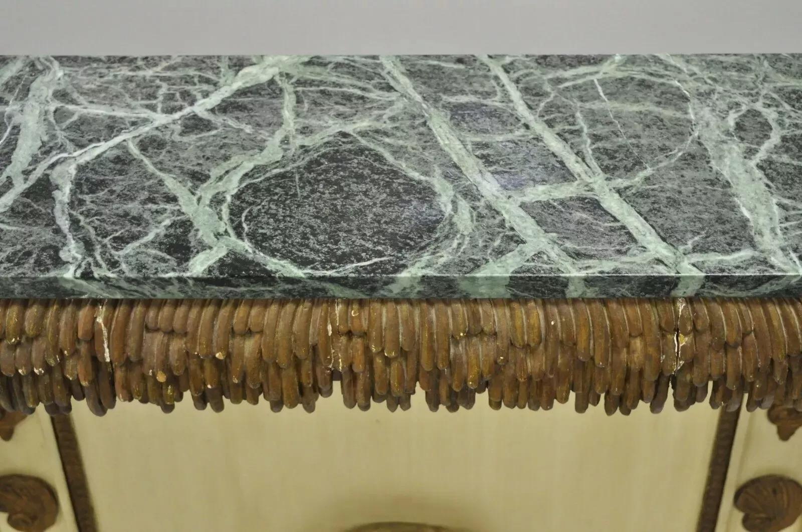 Italian Hollywood Regency Shell Form Grotto Console Hall Table & Mirror - a Pair For Sale 1