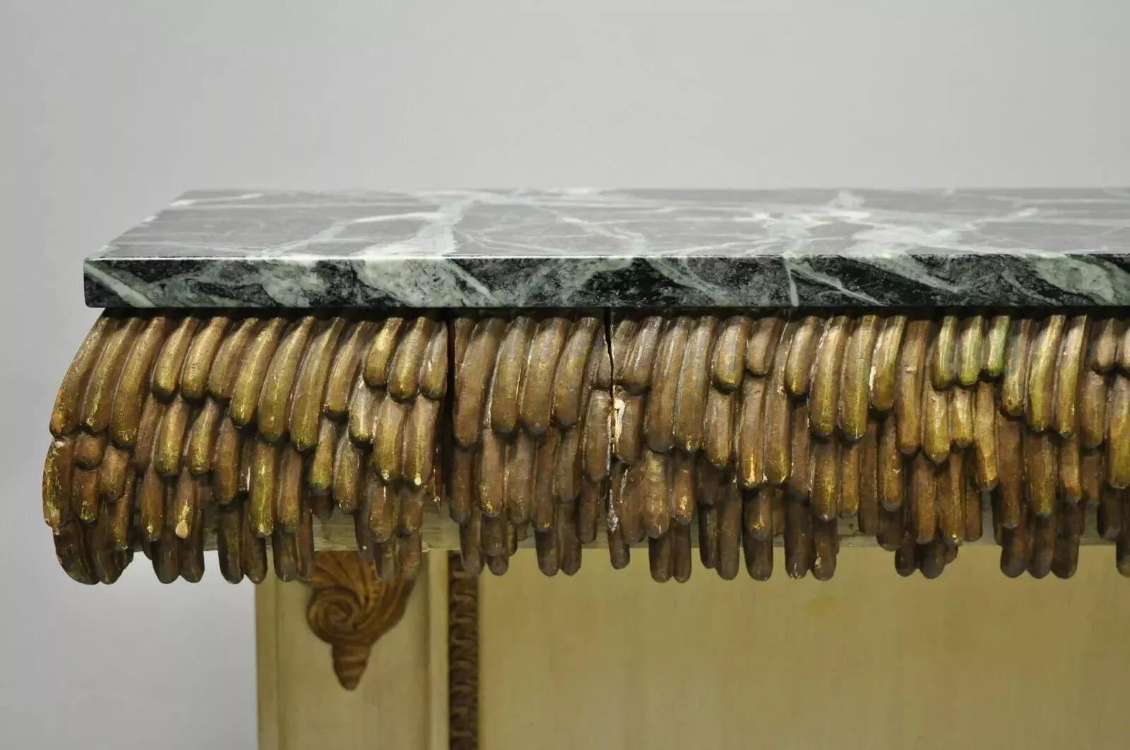 Italian Hollywood Regency Shell Form Grotto Console Hall Table & Mirror - a Pair For Sale 2