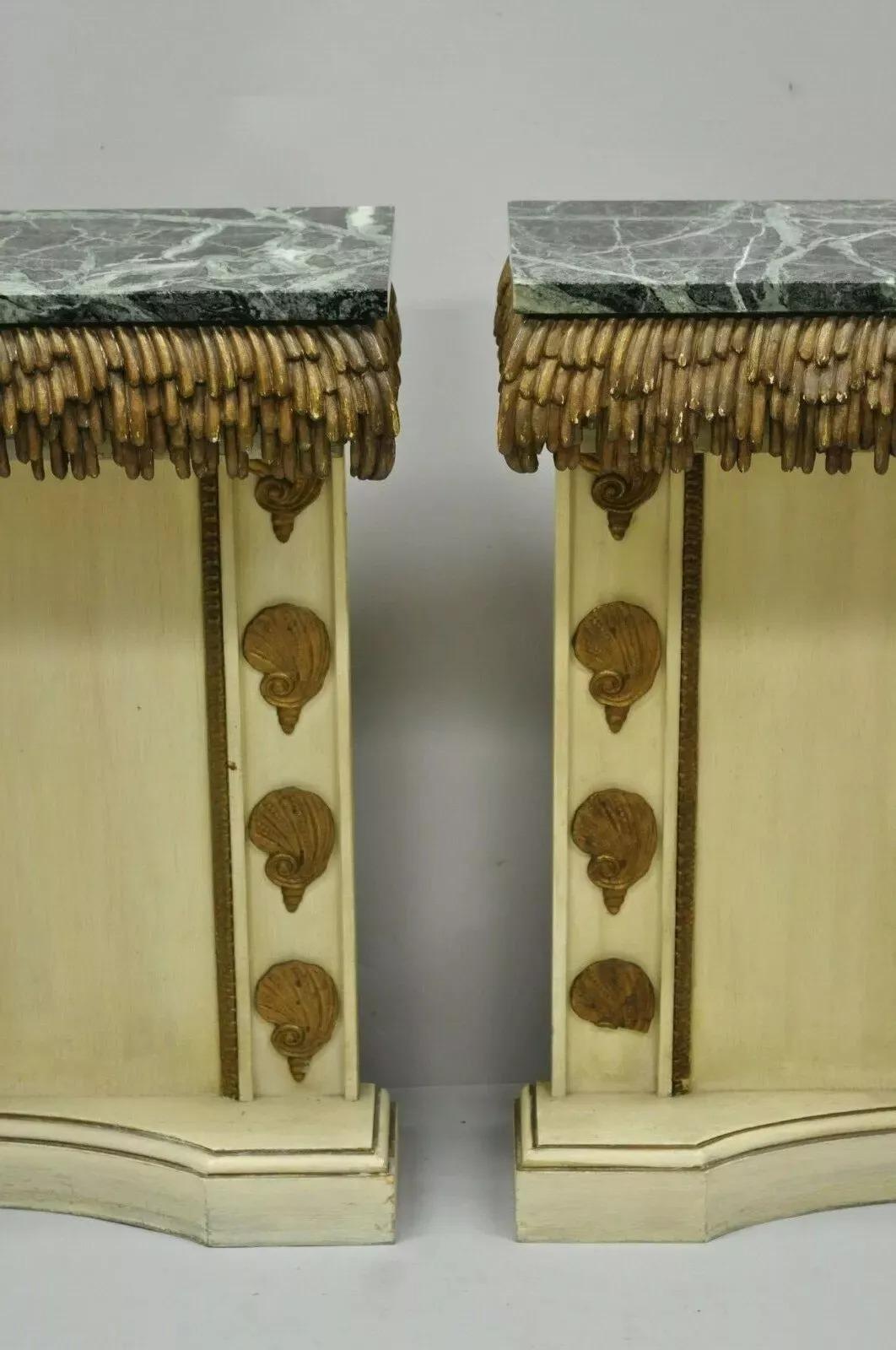 Italian Hollywood Regency Shell Form Grotto Console Hall Table & Mirror - a Pair For Sale 3