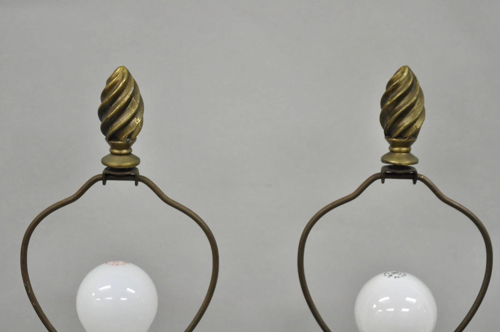 Italian Hollywood Regency Silver Carved Giltwood Candlestick Table Lamps a Pair For Sale 2