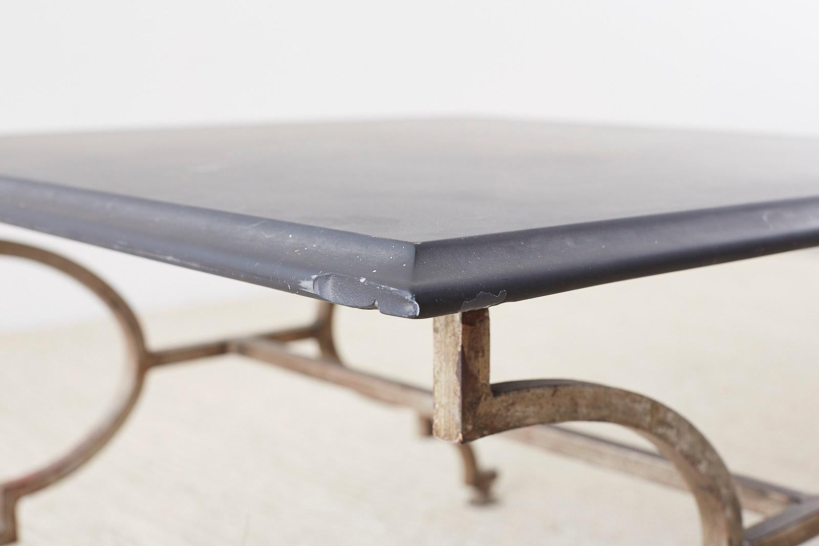 Italian Hollywood Regency Slate Top Iron Cocktail Table 10