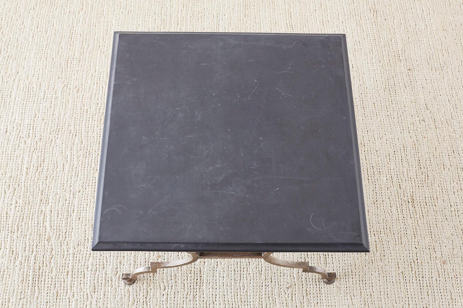 Italian Hollywood Regency Slate Top Iron Cocktail Table In Good Condition In Rio Vista, CA