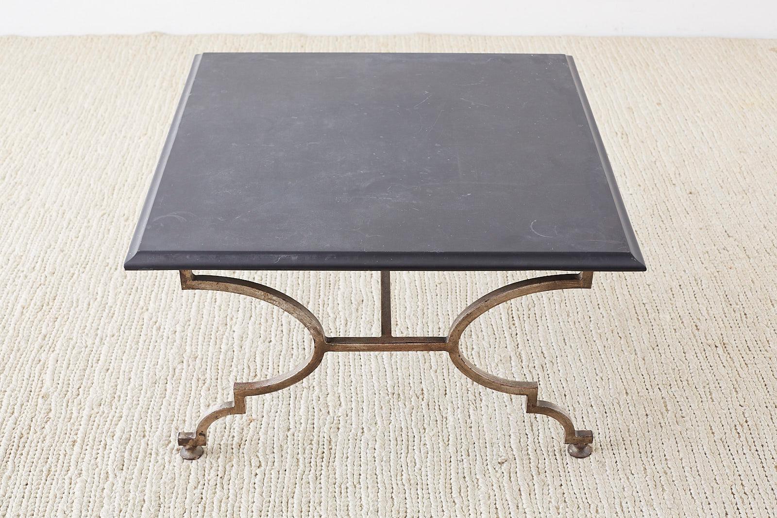 Italian Hollywood Regency Slate Top Iron Cocktail Table 2