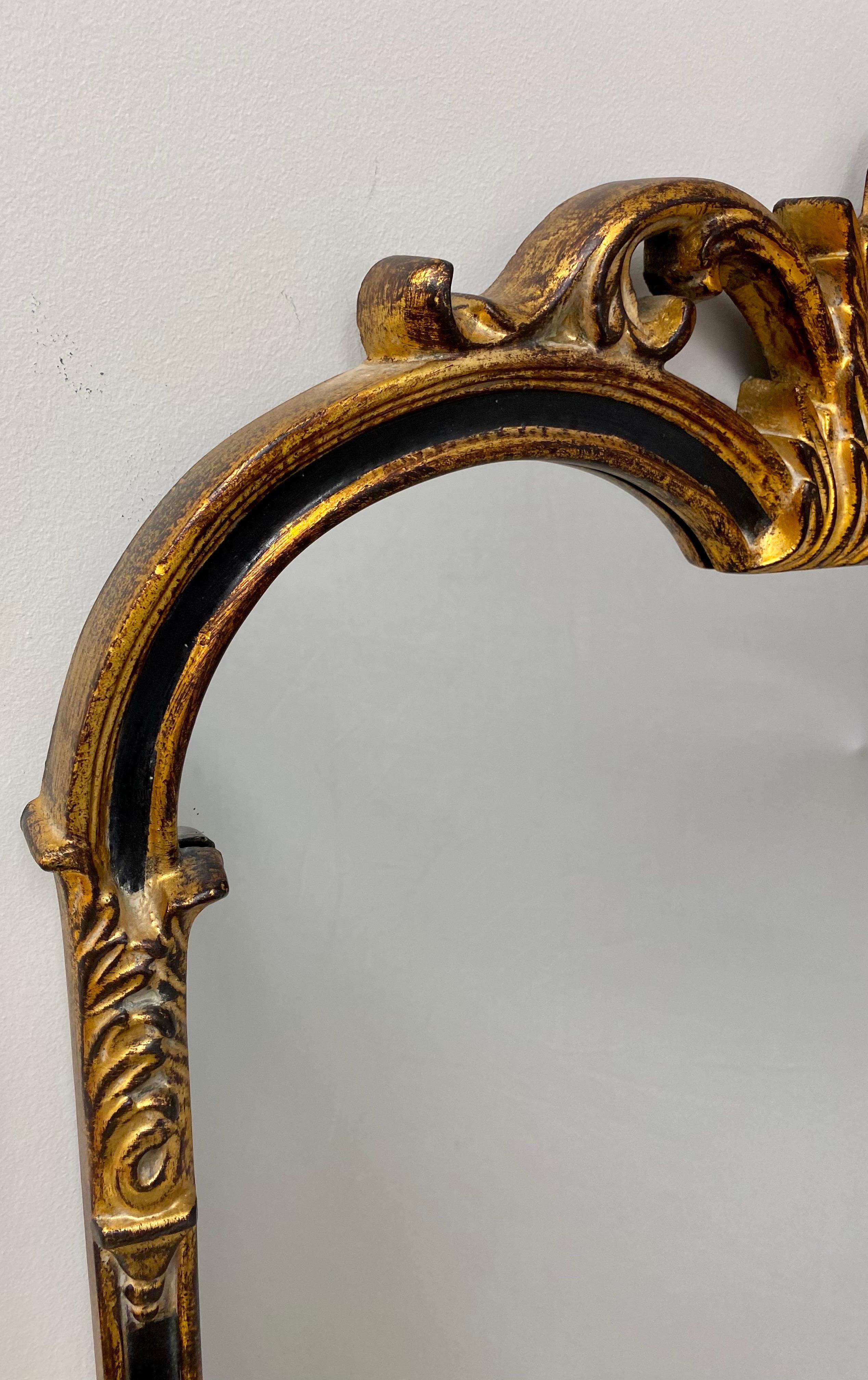 20th Century Italian Hollywood Regency Style Black & Gold  Mirror by Friedman Brothers  For Sale