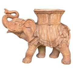 Italian Hollywood Regency Style Cast Terracotta Elephant Garden Seat / Table