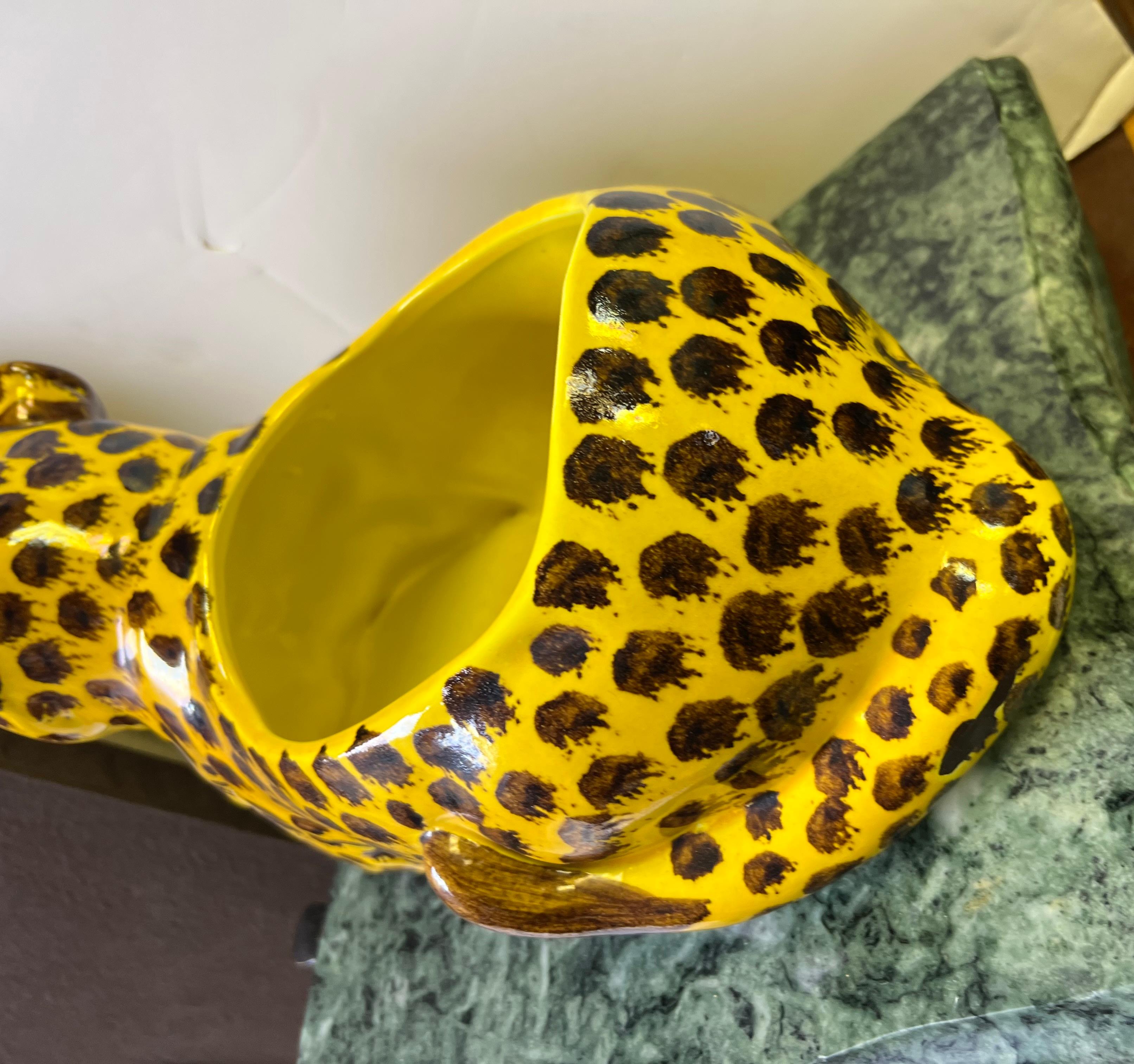 Italian Hollywood Regency Style Ceramic Leopard Planter / Jardinere / Cachepot 1