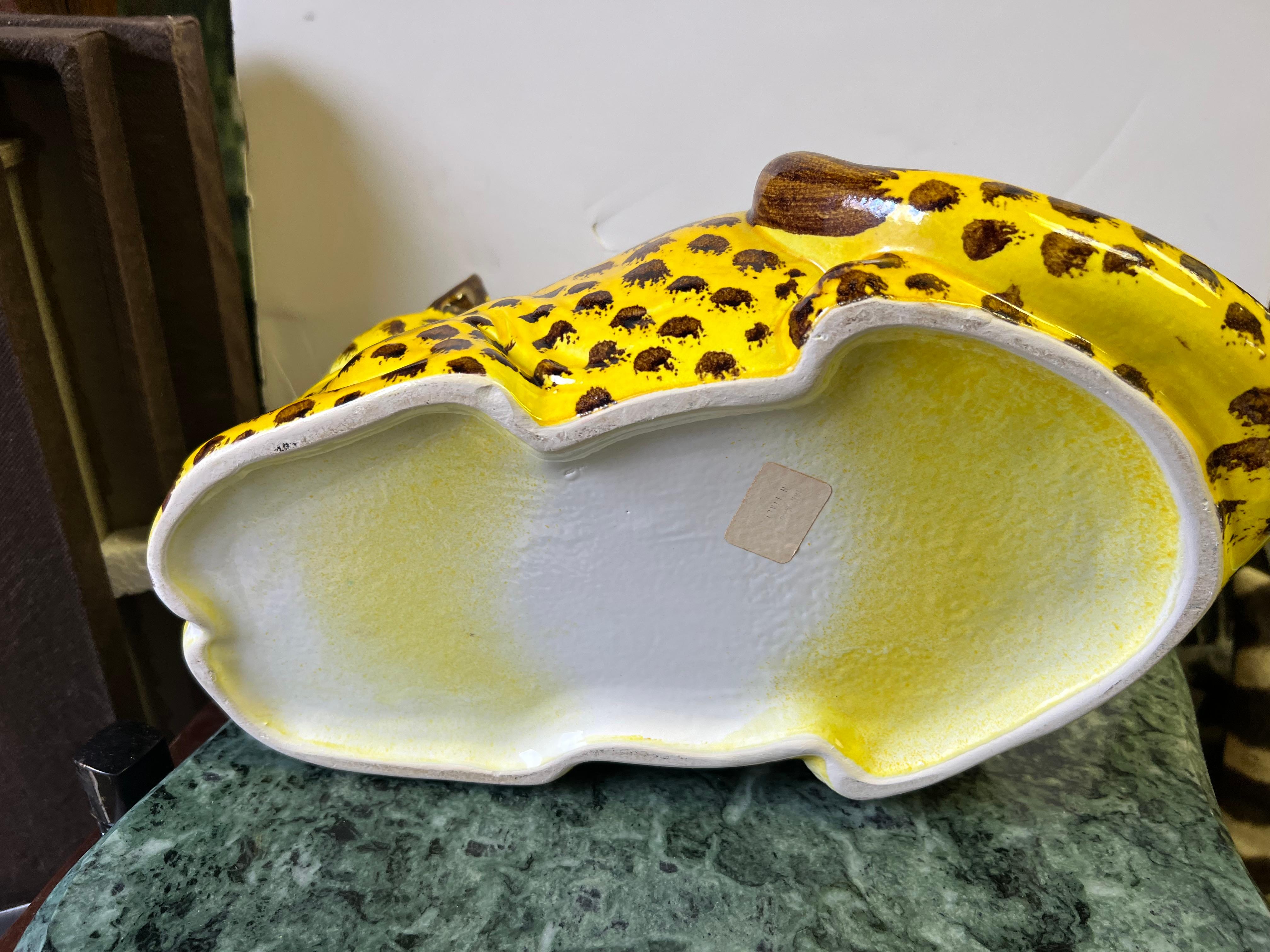 Italian Hollywood Regency Style Ceramic Leopard Planter / Jardinere / Cachepot 2