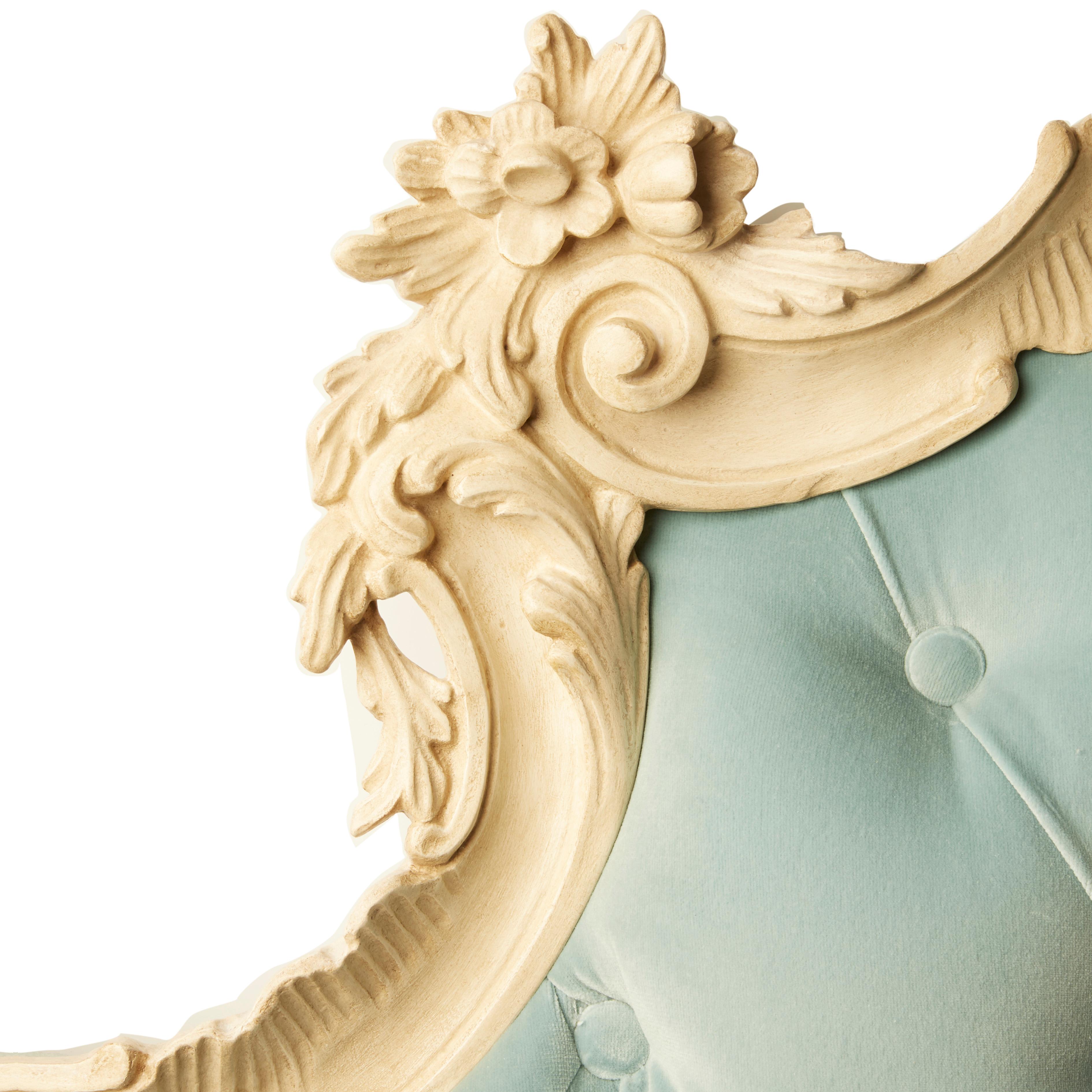 Rococo Revival Italian Hollywood Regency Upholstered Headboard For Sale