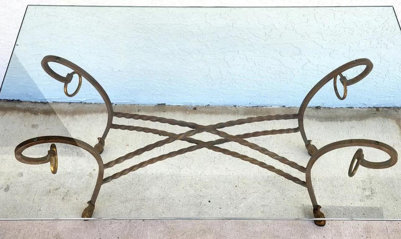 Italian Hoof Footed Iron Console Sofa Table For Sale 4
