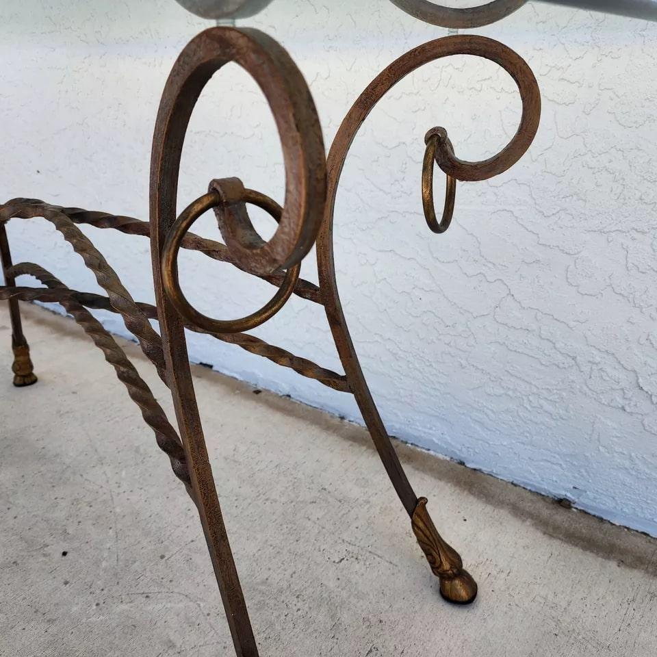 Italian Hoof Footed Iron Console Sofa Table For Sale 1